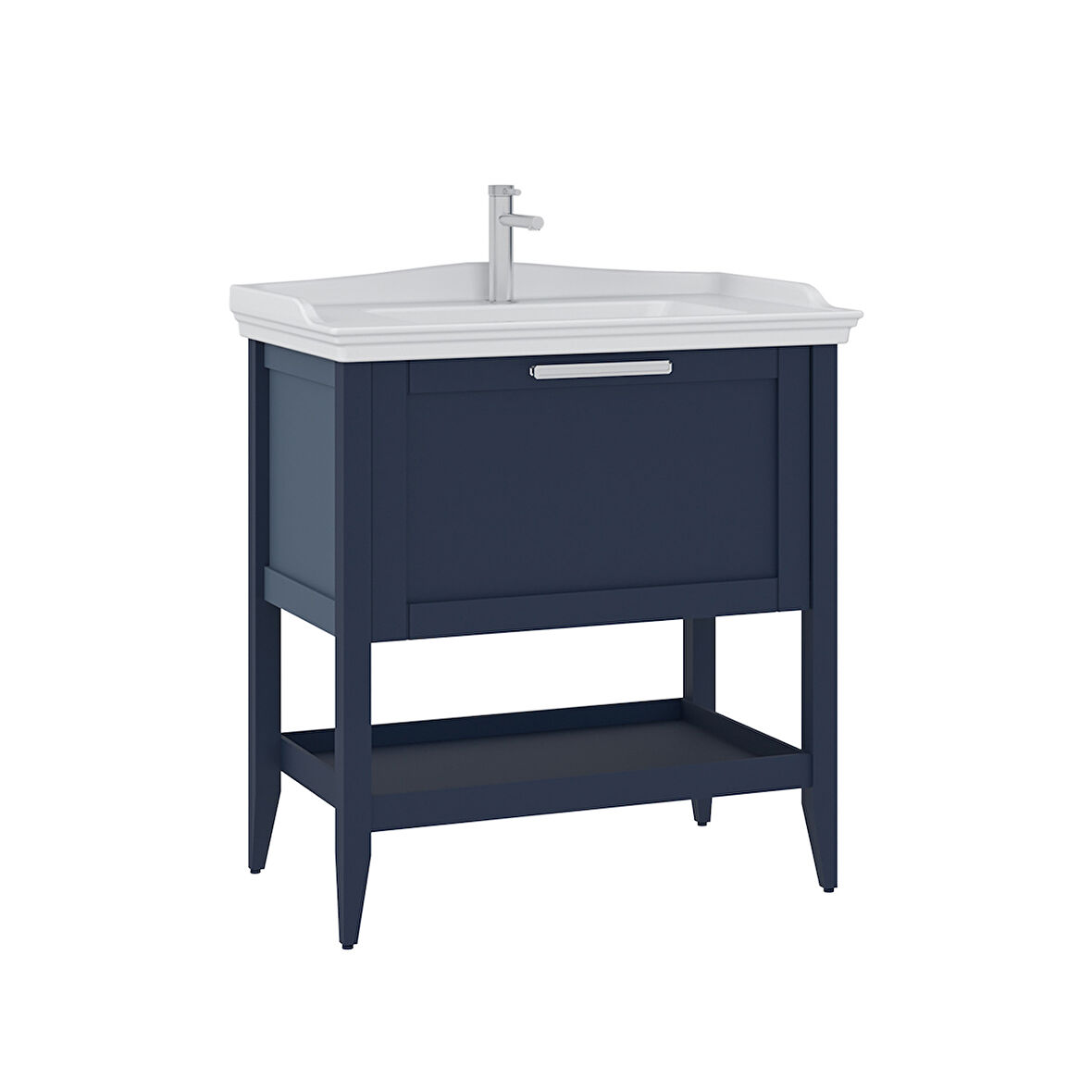 Orka Bastle 80 Cm Banyo Alt Dolabı Lavabo Dahil Mat lacivert