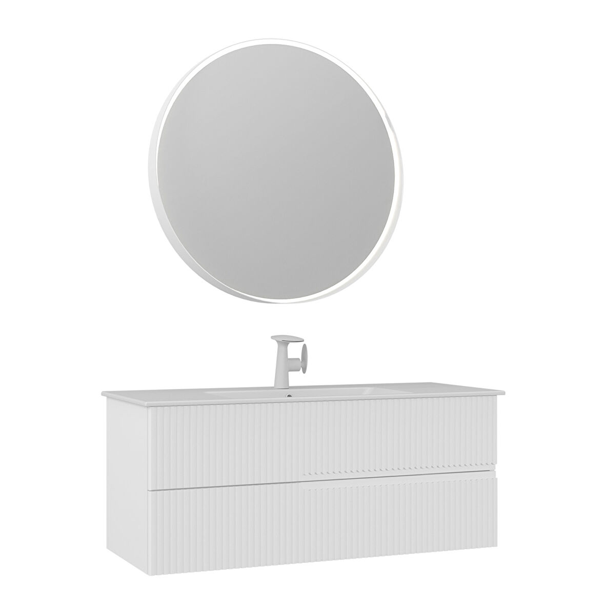Orka Moonlight 120 Cm Banyo Dolabı Takımı Mat Beyaz