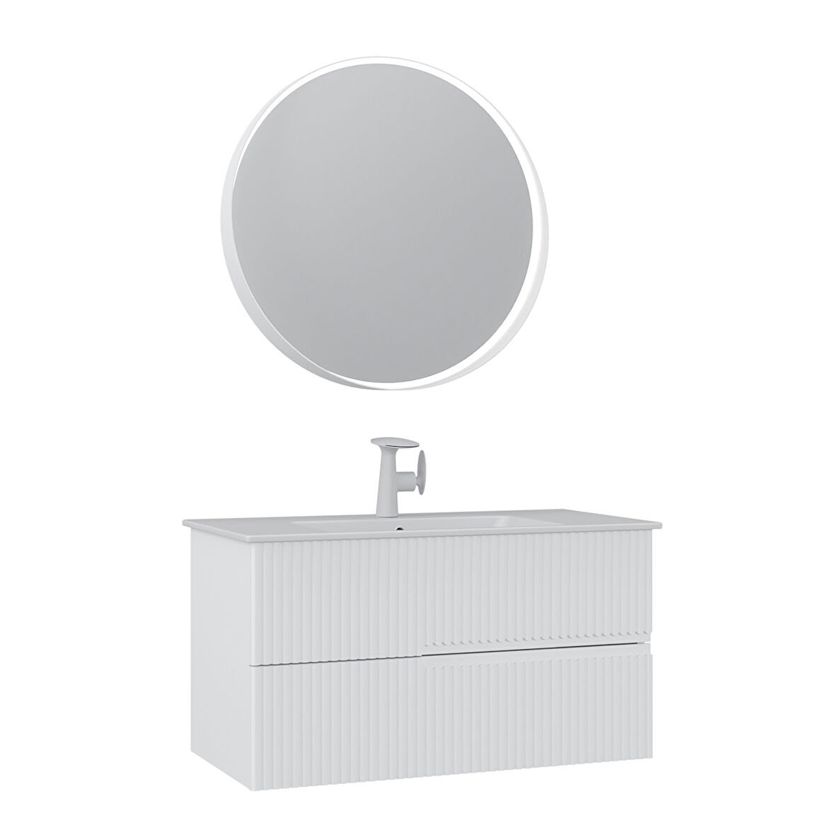 Orka Moonlight 90 Cm Banyo Dolabı Takımı Mat Beyaz
