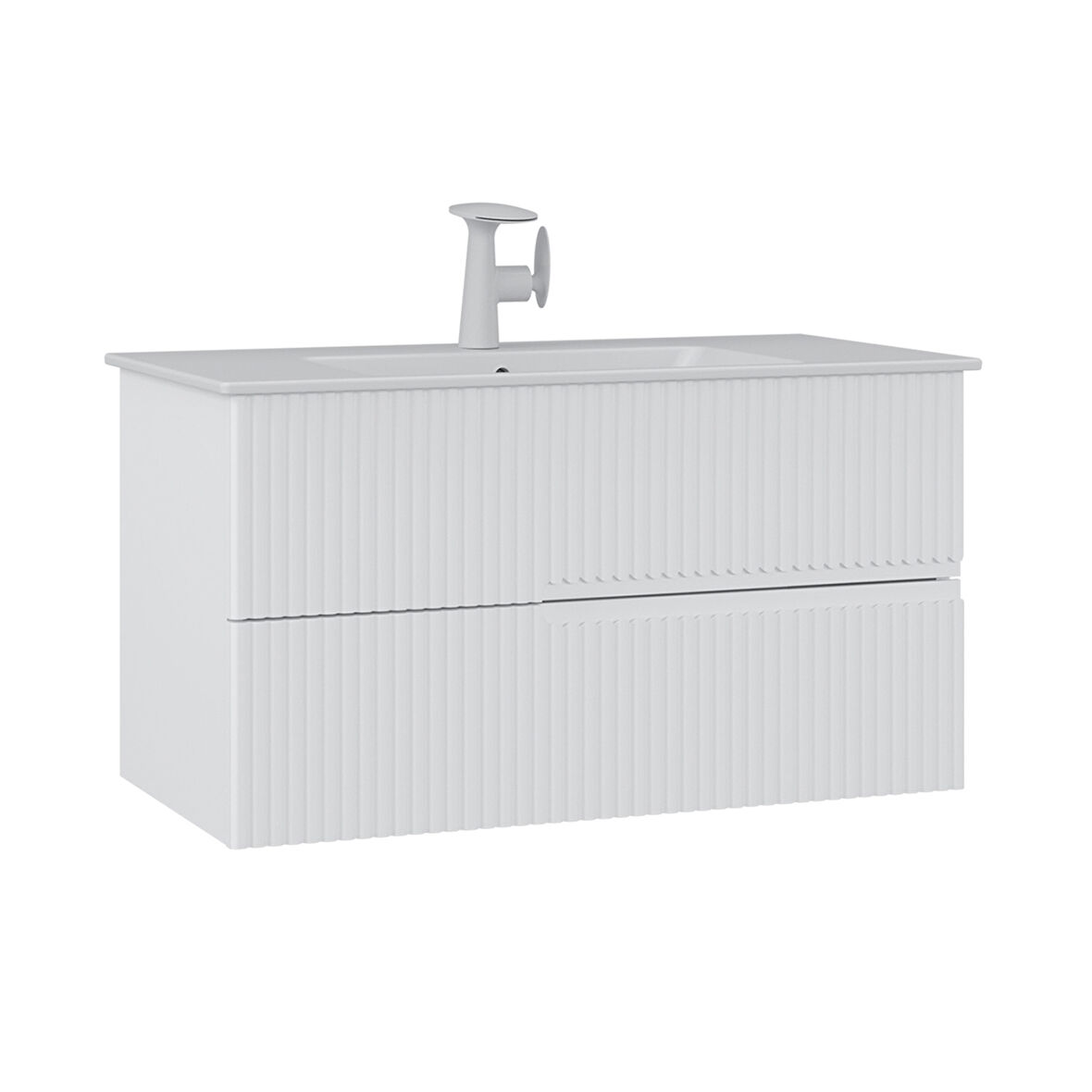 Orka Moonlight 90 Cm Banyo Alt Dolabı Lavabo Dahil Mat Beyaz