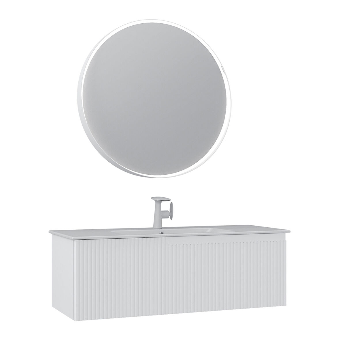 Orka Moonlight 120 Cm Tek Çekmeceli Takım+Lavabo Mat Beyaz