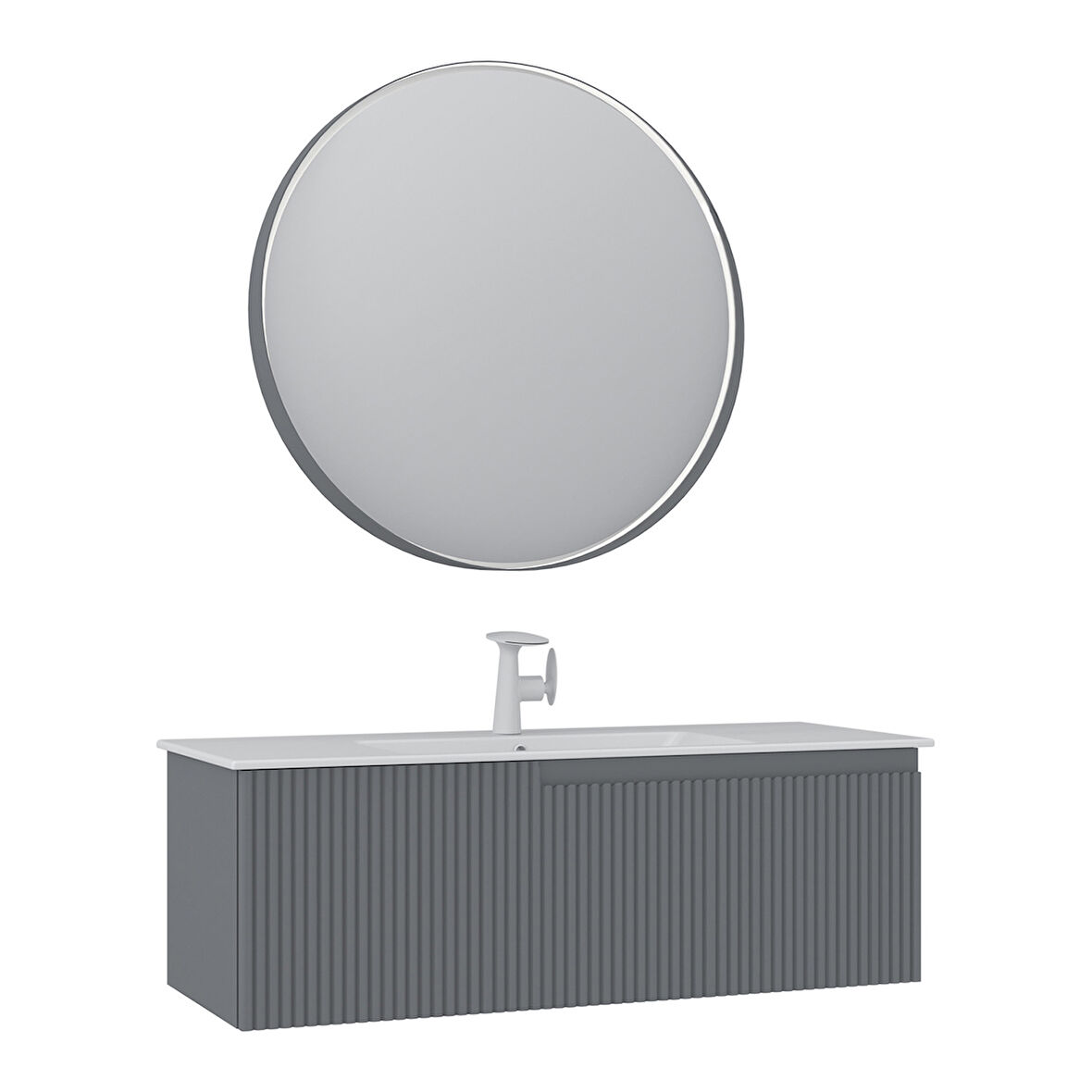 Orka Moonlight 120 Cm Tek Çekmeceli Takım+Lavabo Mat Gri