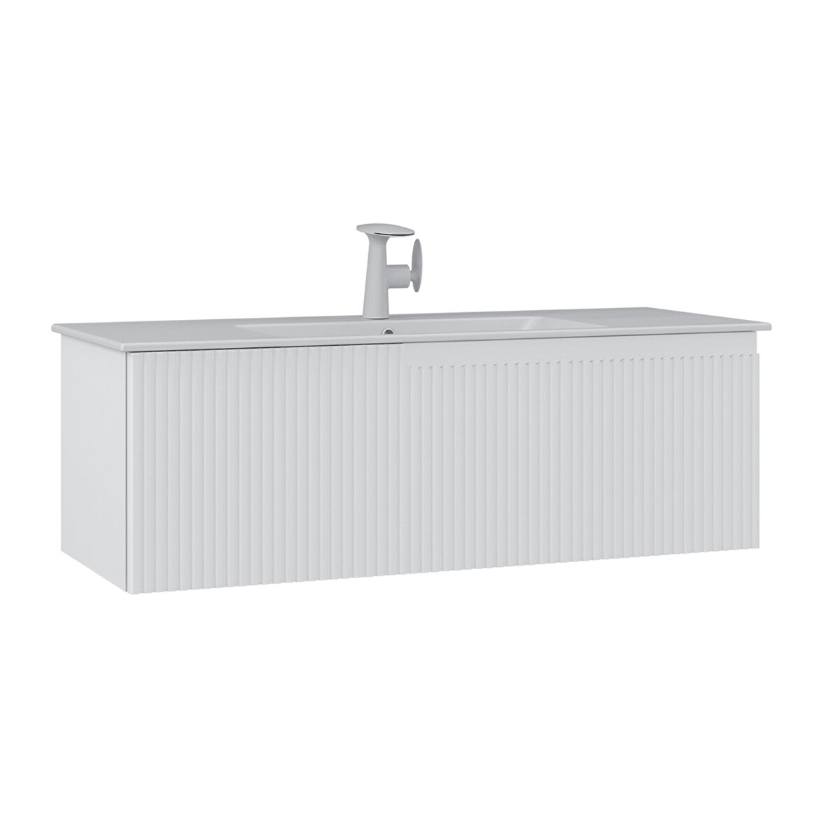 Orka Moonlight 120 Cm Tek Çekmeceli  Banyo Alt Dolabı Lavabo Dahil Mat Beyaz