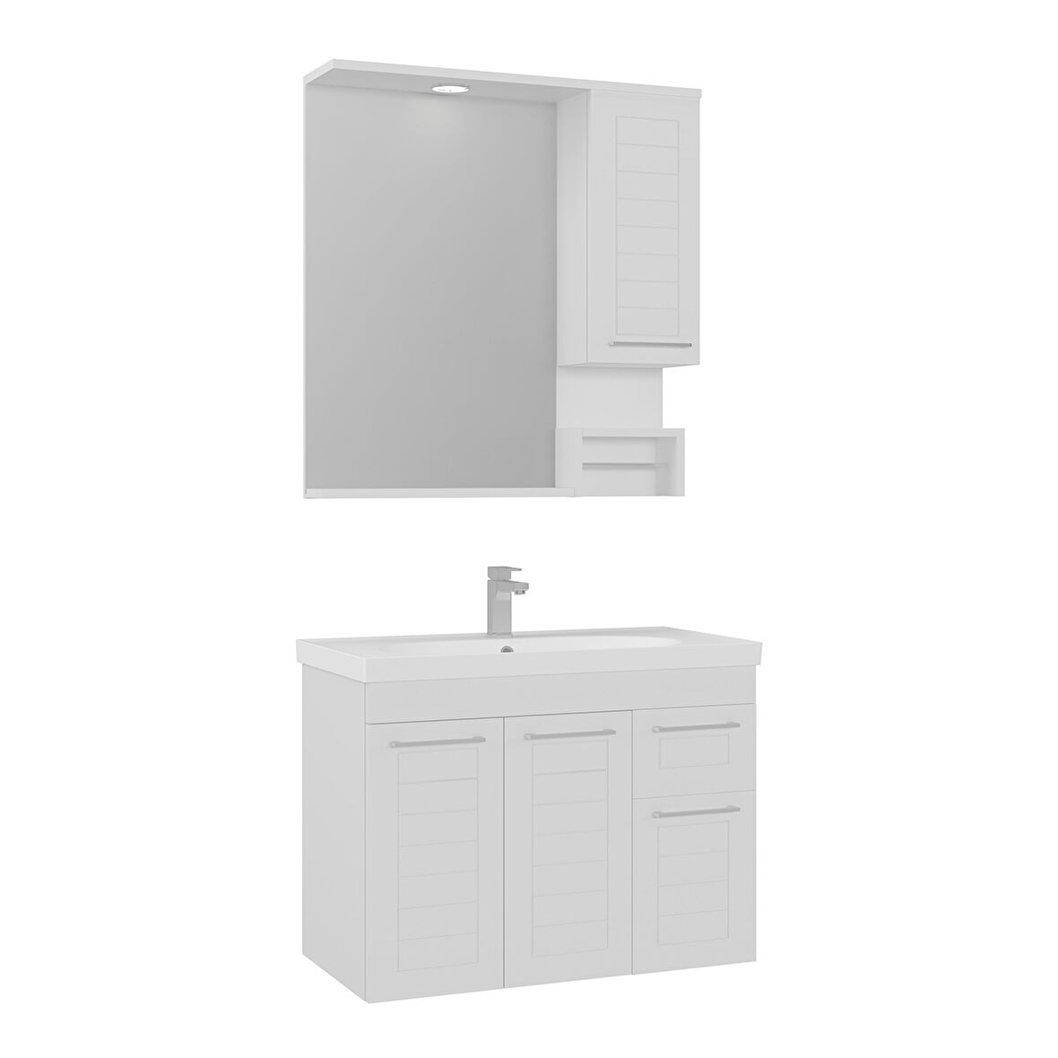 Orka Perge 85 Cm Banyo Dolabı Takımı Sag Parlak beyaz Membran