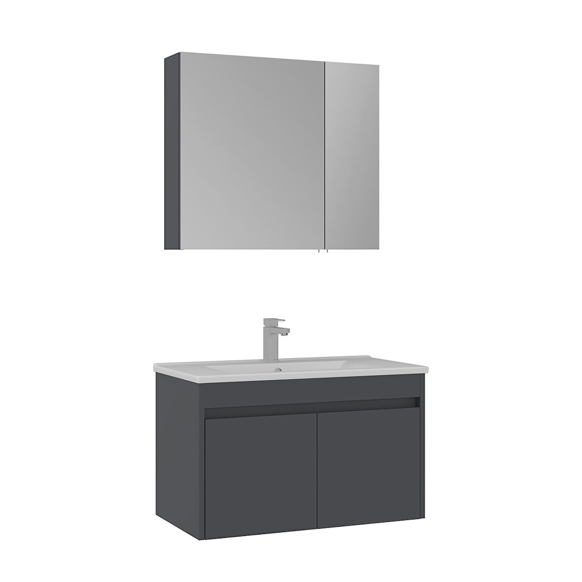 Orka Side 85 Cm Banyo Dolabı Takımı Kapakli Mat Antrasit