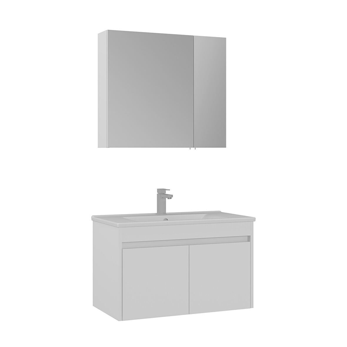 Orka Side 85 Cm Banyo Dolabı Takımı Kapakli Mat Beyaz