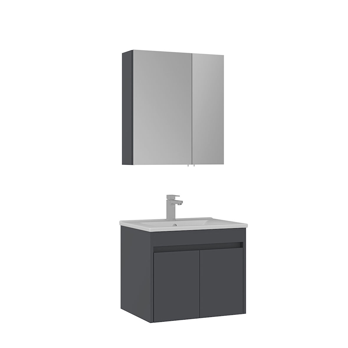 Orka Side 65 Cm Banyo Dolabı Takımı Kapakli Mat Antrasit