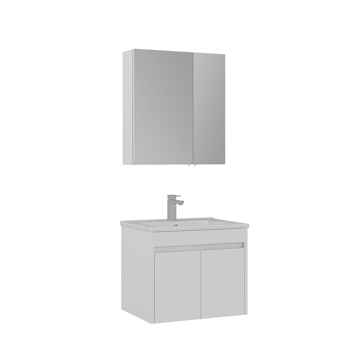 Orka Side 65 Cm Banyo Dolabı Takımı Kapakli Mat Beyaz