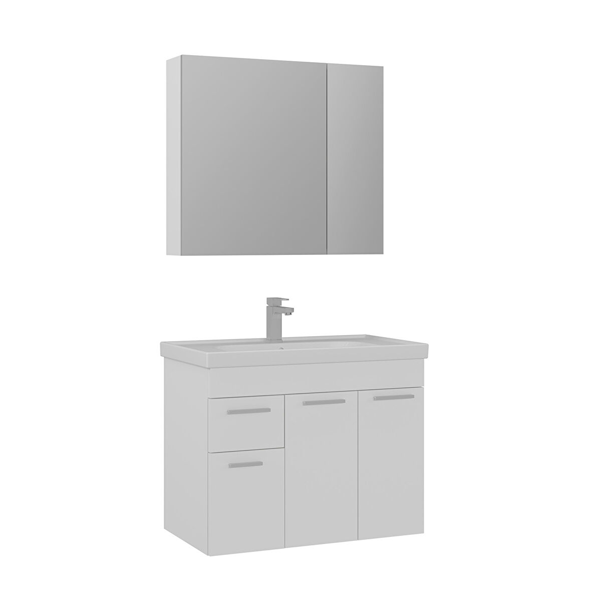 Orka Enez 80 Cm Banyo Dolabı Takımı Parlak beyaz