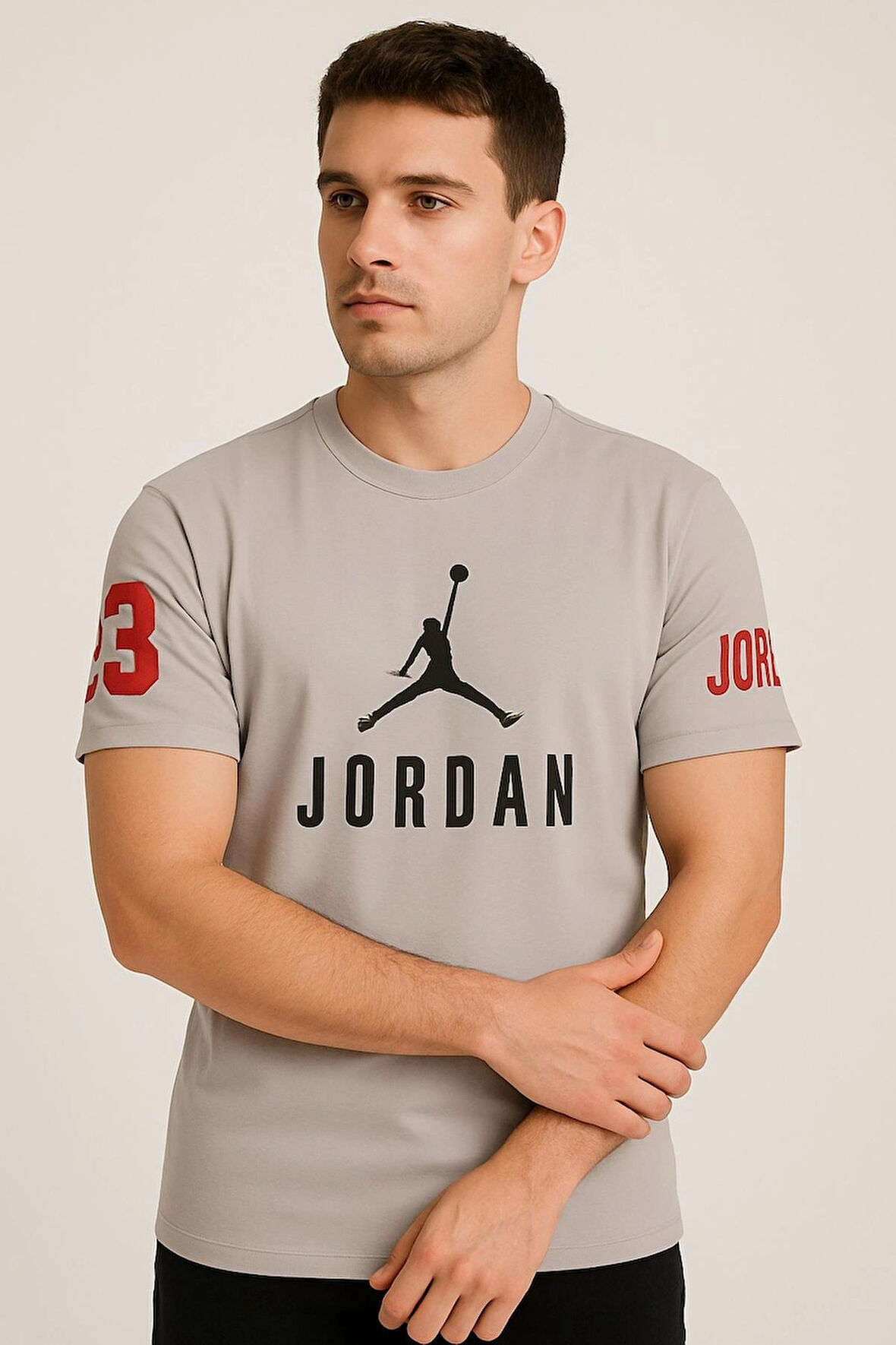 JORDAN BASKILI T-SHİRT GRİ