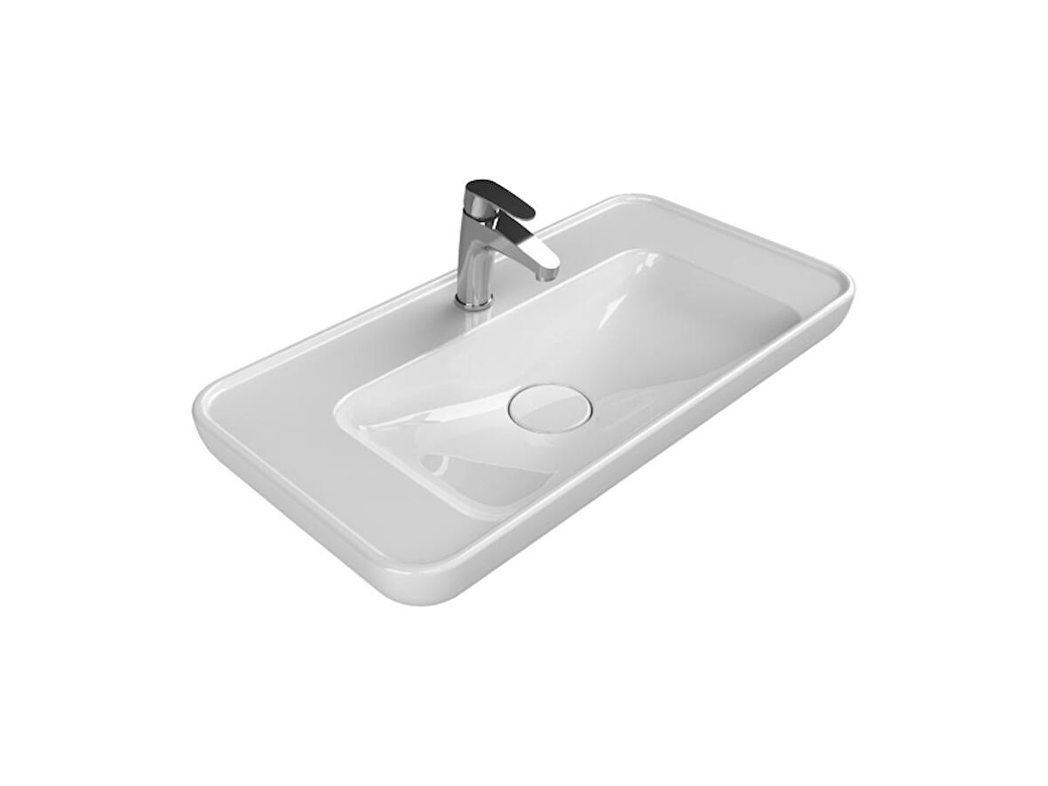 Cerastyle Turkuaz Lal Tezgah Üstü Lavabo 80*42 Cm