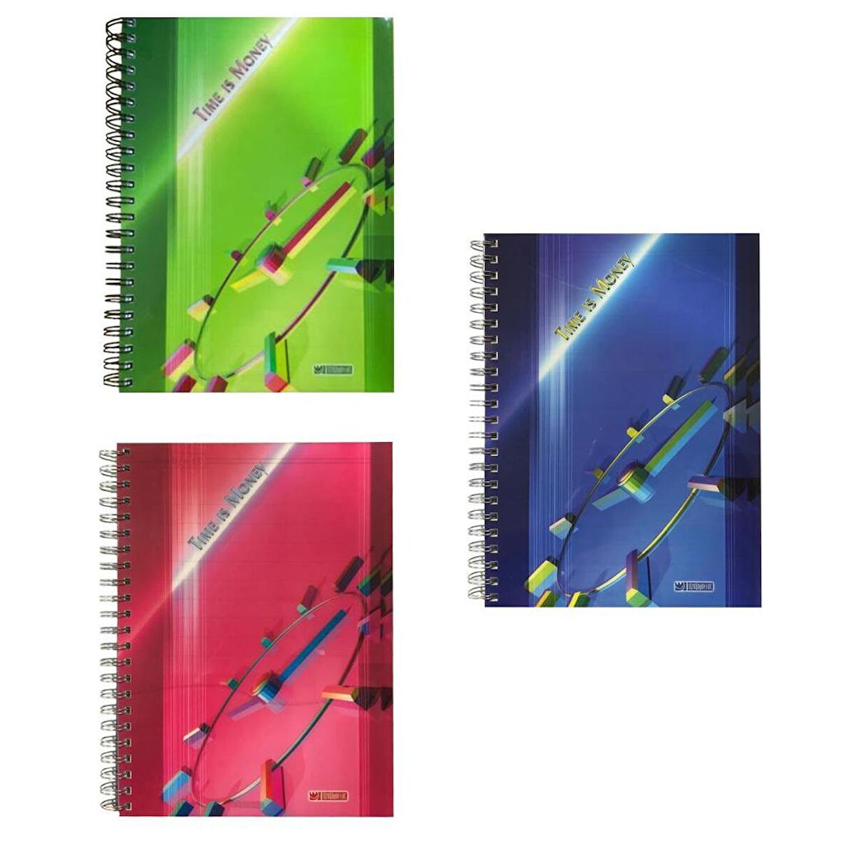 Özgün Tıme is Money A4  Plastik Kapak Spiralli Defter 160 Yaprak Çizgili 4 Bölmeli