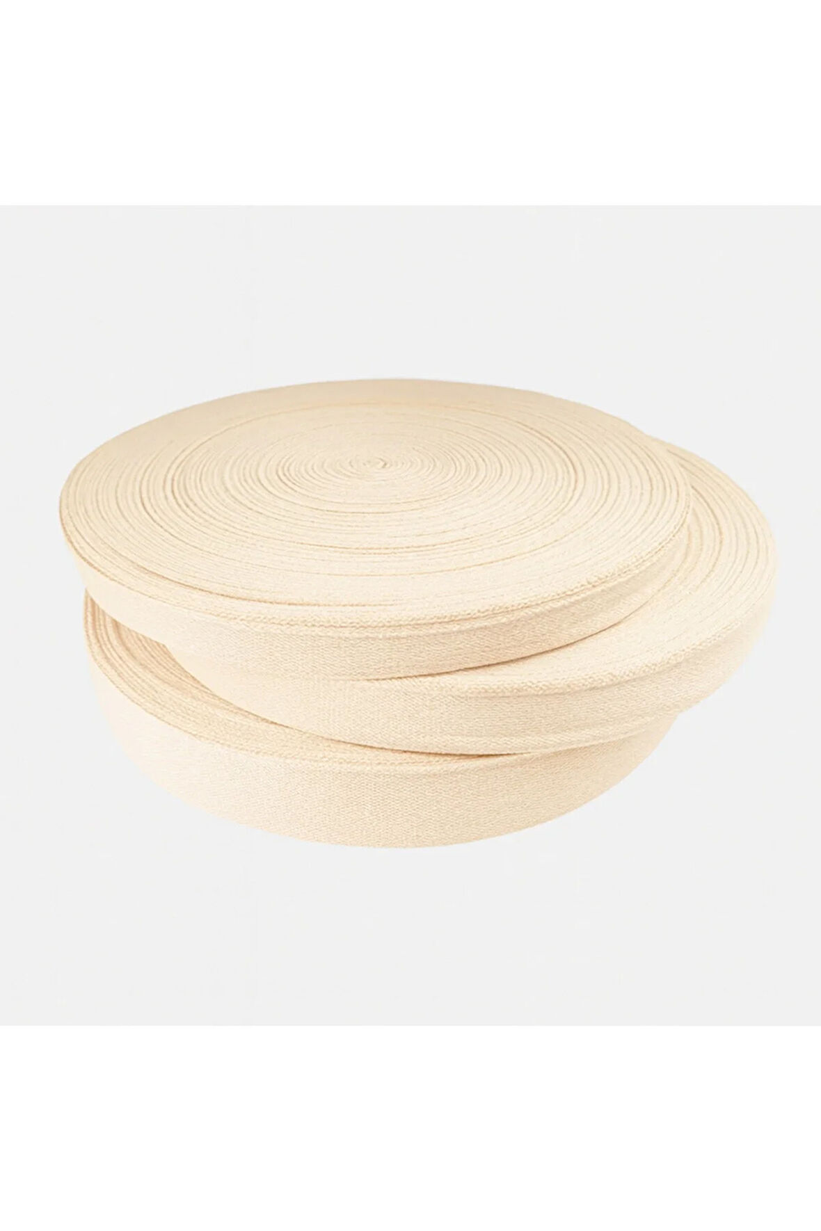 %100 Pamuklu Balıksırtı Dokuma Yassı Şerit 1 cm Doğal Ham Renk Kumaş Şerit 150 metre