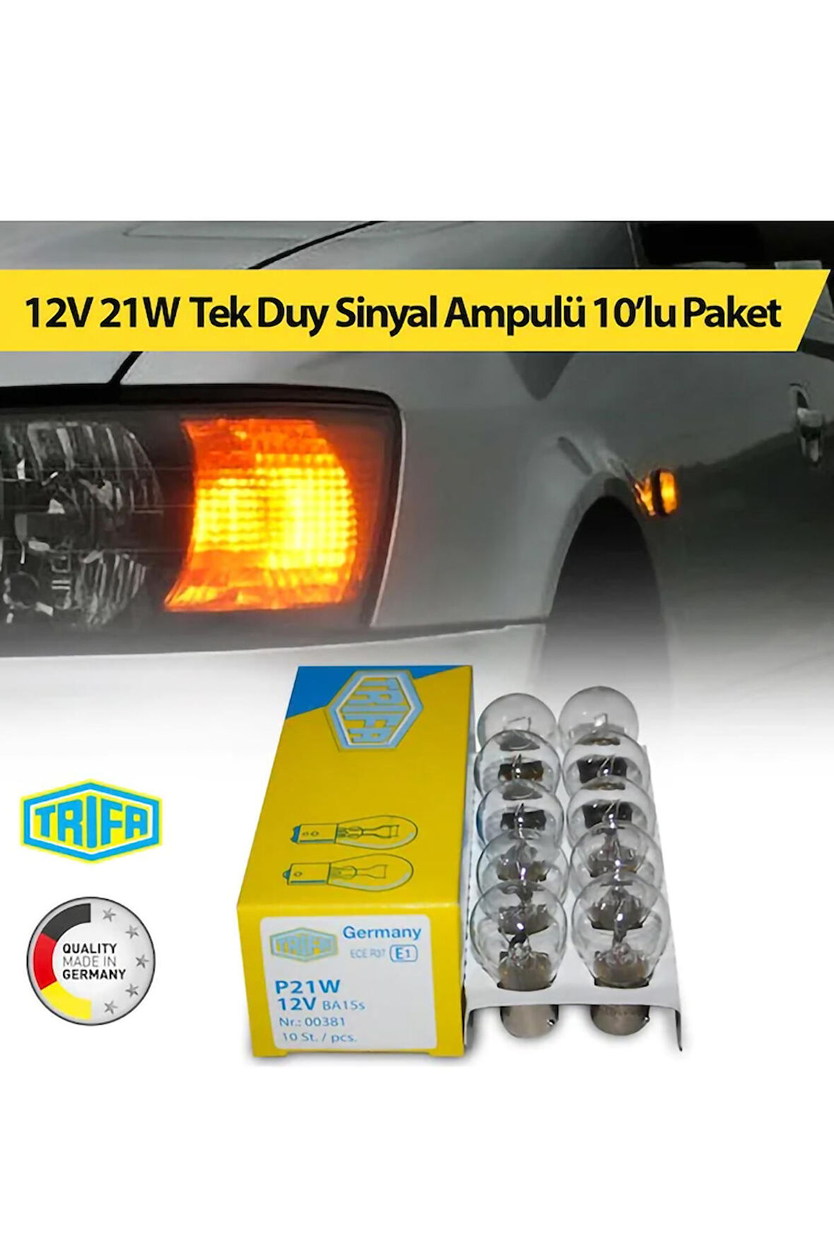 12V 21W Tek Duy Sinyal Ampulü Trifa 10'lu Paket 00381