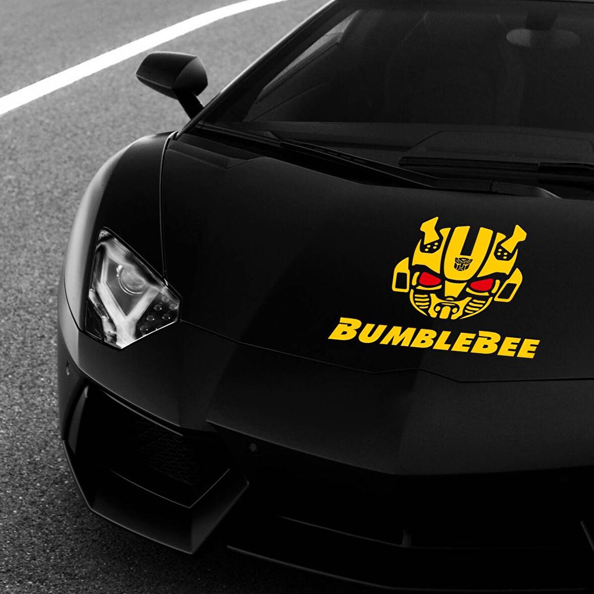 Craftidea® BumbleBee Sarı Kırmızı Tuning Sticker 45x50 cm Folyo Etiket Oto Sticker Araba Buzdolabı Sticker