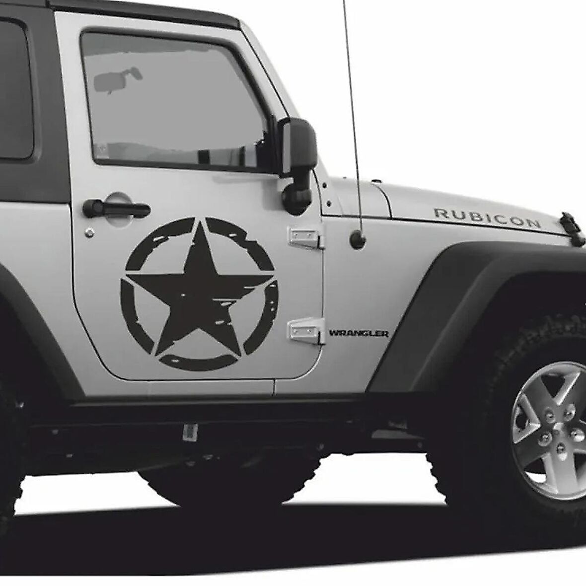 Craftidea® Eskitme Yıldız Offroad Army Star Siyah Sticker Oto Tuning Sticker 50 cm Çift Folyo Etiket Dakar