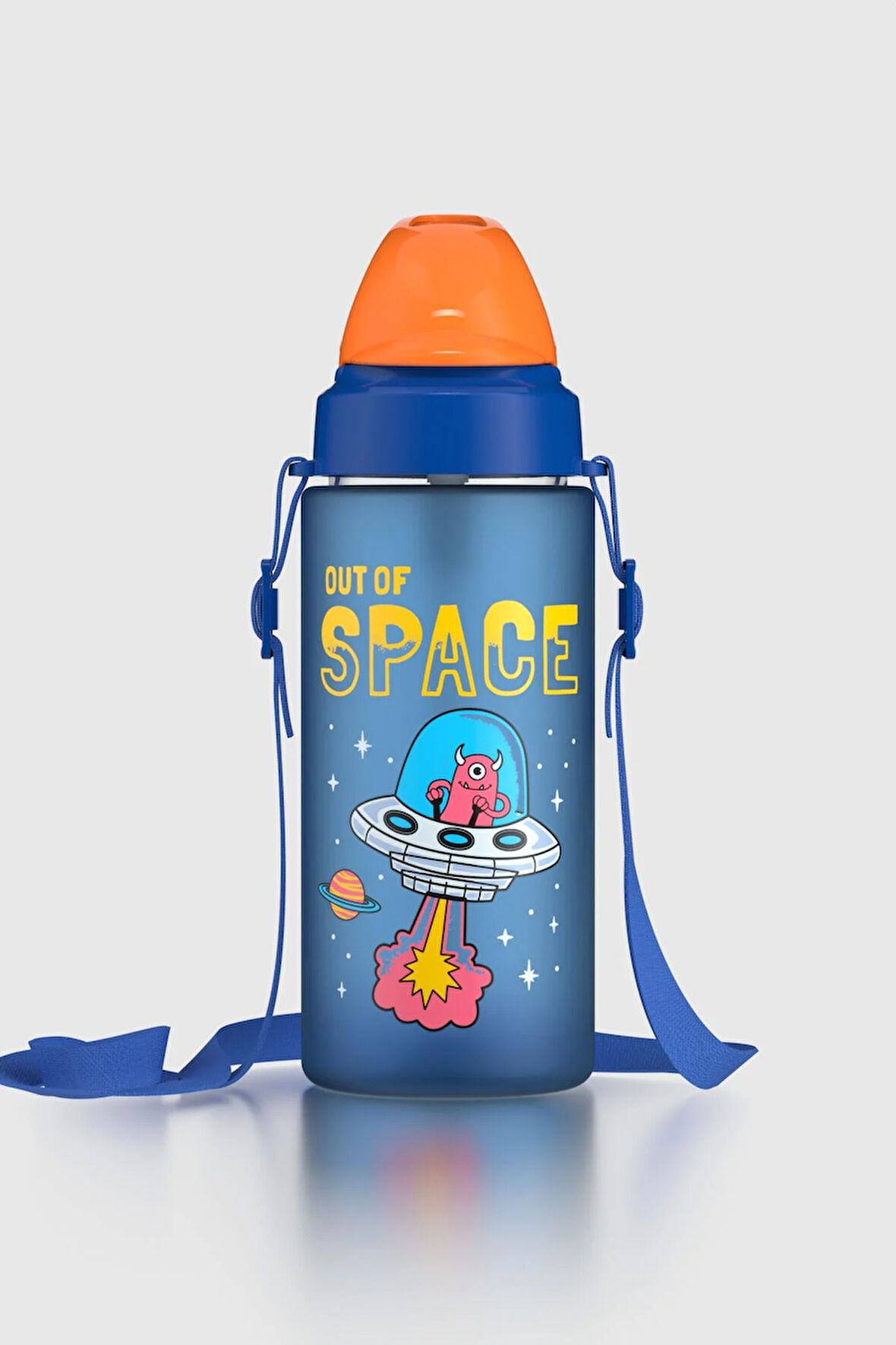 Renga Sonic Air Desenli 500 ml Askılı Pipetli Mat Tritan Çocuk Matara 912119 Mavi