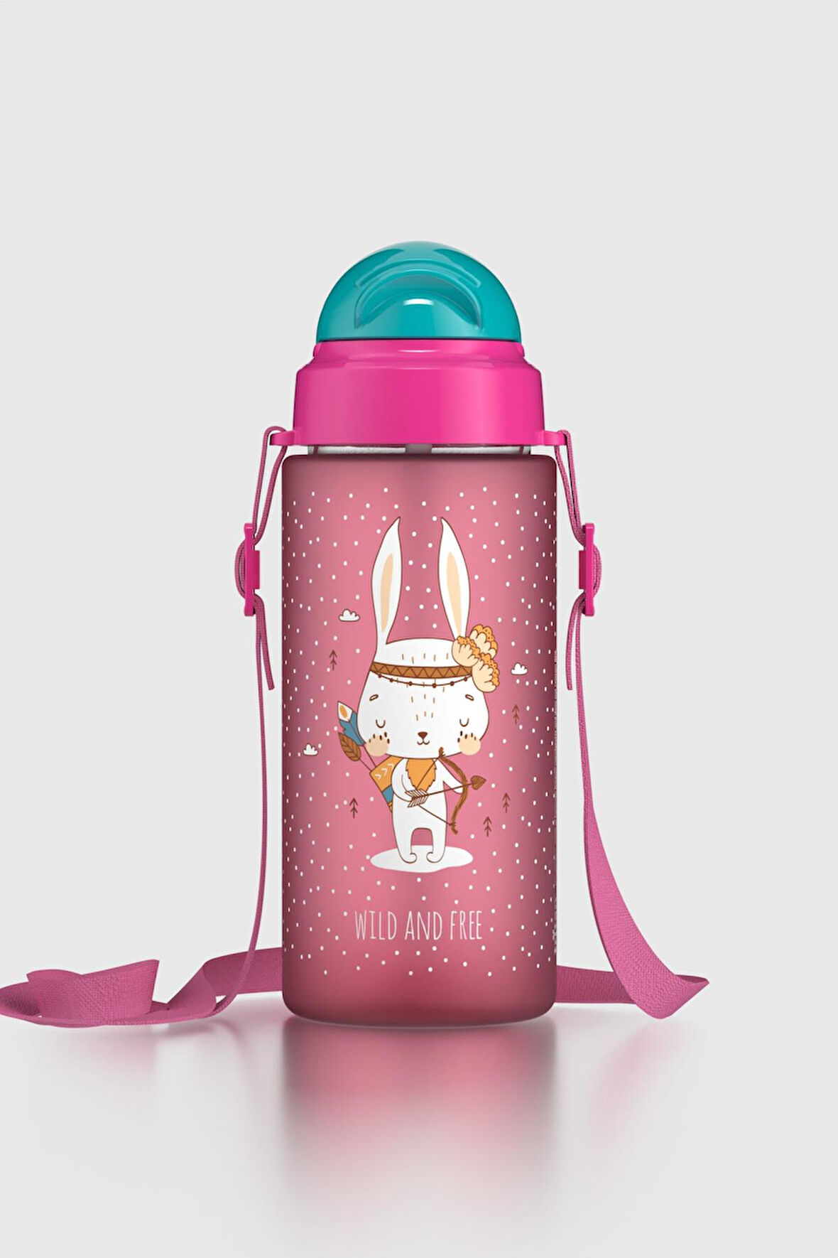 Renga Migo Soft Touch Desenli 500 ml Askılı Pipetli Tritan Çocuk Matara 912142 Pembe