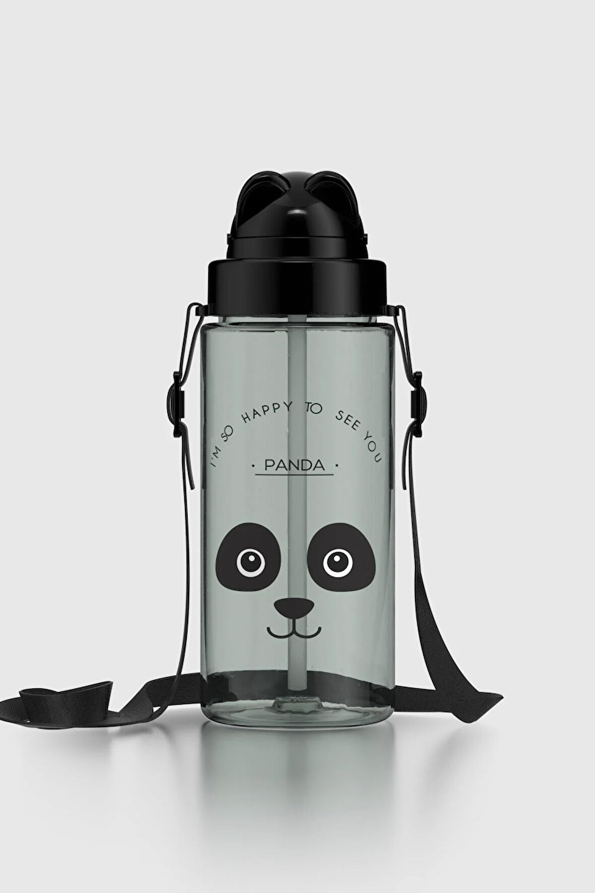 Renga Taffy Desenli 500 ml Askılı Pipetli Tritan Çocuk Matara 912080 Siyah