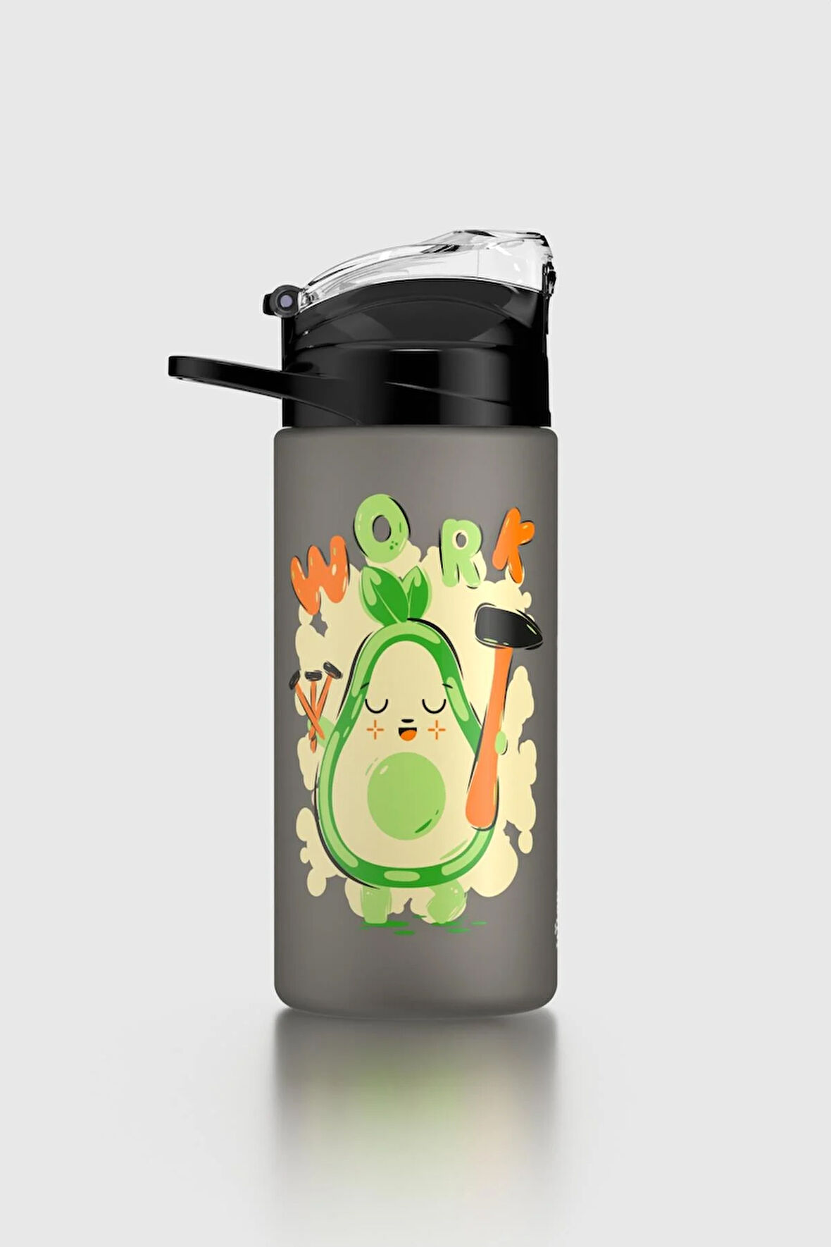 Renga Falcon Avokado Desenli 500 ml Pipetli Mat Tritan Çocuk Matara 912037 Siyah