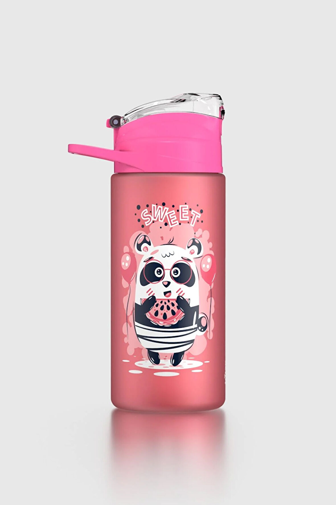 Renga Falcon Panda Desenli 500 ml Pipetli Mat Tritan Çocuk Matara 912037 Pembe