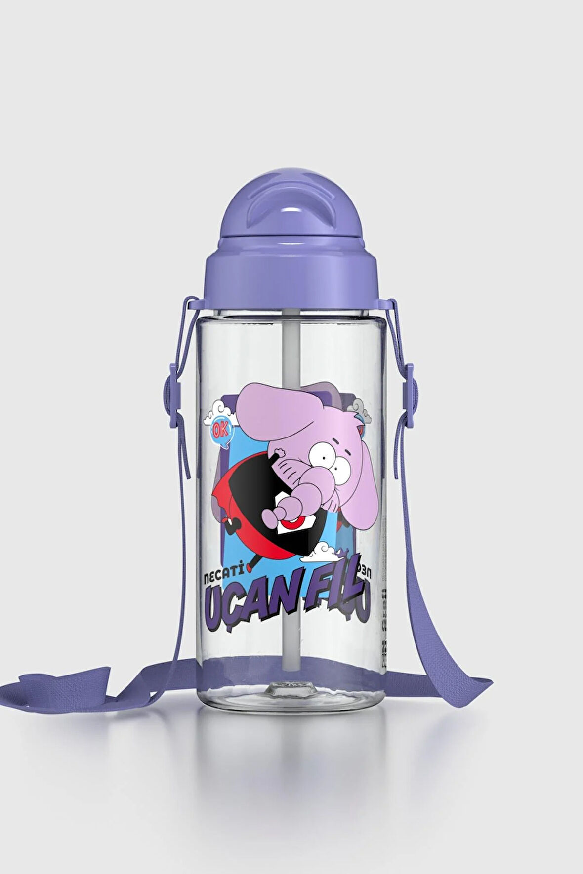 Renga Migo Kral Şakir Desenli 500 ml Askılı Pipetli Tritan Çocuk Matara 222027 Mor