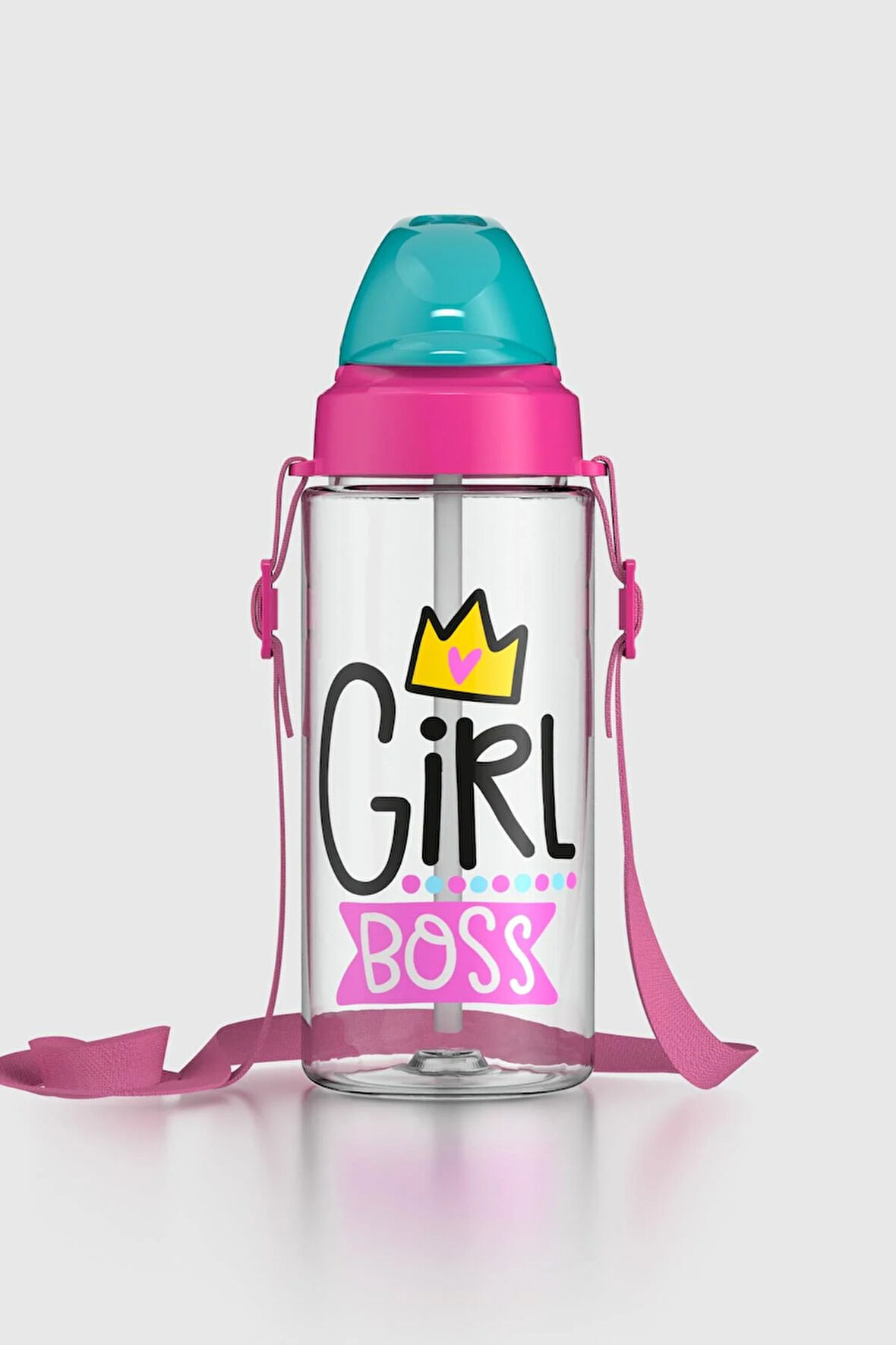 Renga Sonic Air Desenli 500 ml Askılı Pipetli Tritan Çocuk Matara 912058 Pembe-Mint