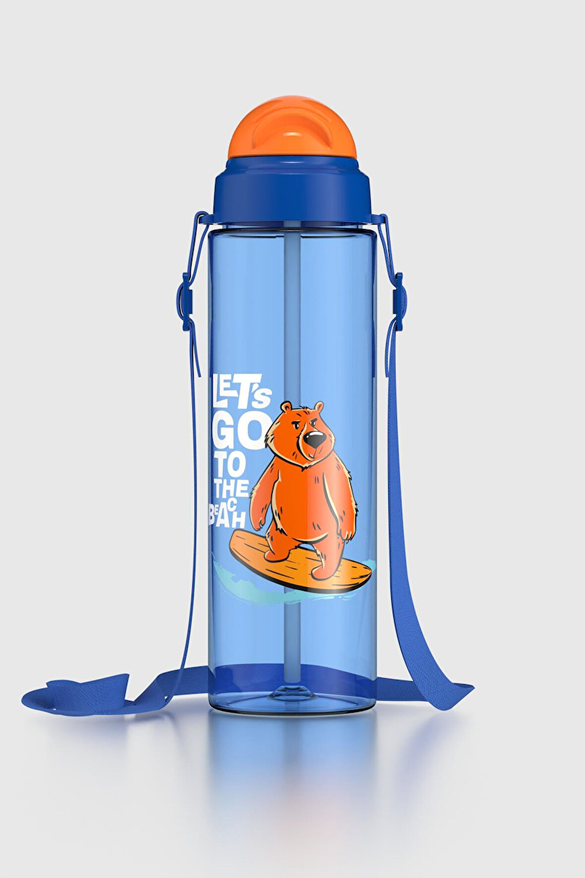 Renga Migo Desenli 630 ml Askılı Pipetli Tritan Çocuk Matara 912143 Mavi