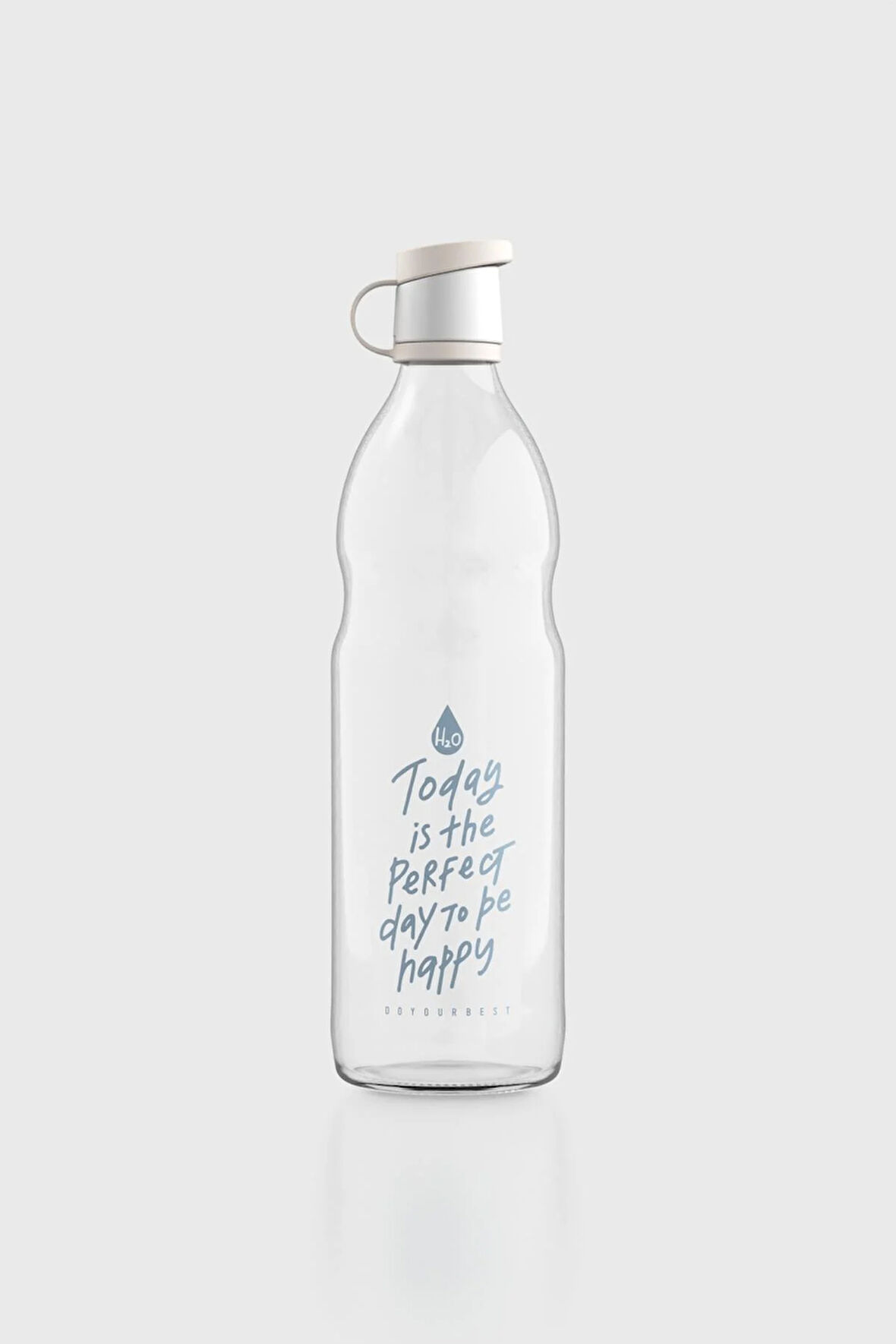 Renga Zen Yazı Desenli 1000 ml Cam Şişe 182049 Bej