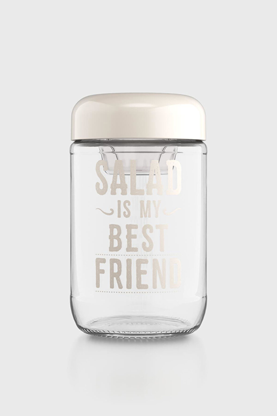 Renga Vega Sos Hazneli 660 ml Cam Salata Kavanozu 192011 Bej