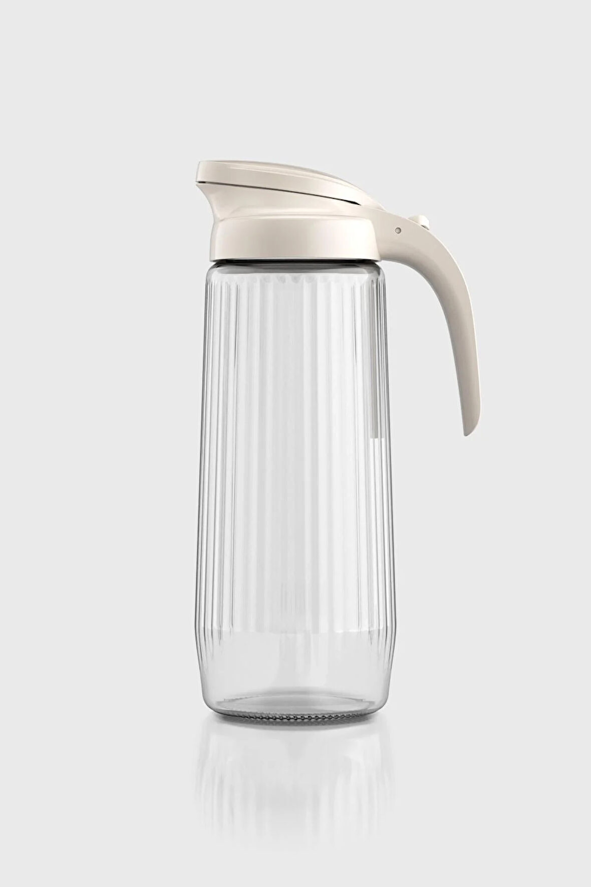 Renga Beluga 1500 ml Bej Kapaklı Gravürlü Cam Sürahi 111021