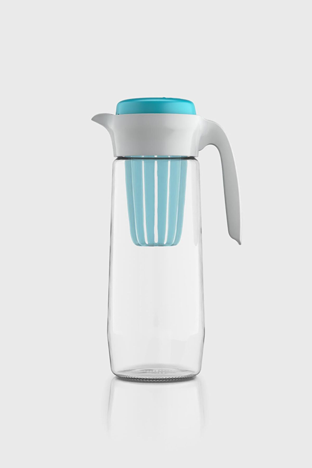 Renga Daisy 1500 ml Turkuaz Kapaklı Süzgeçli Detoks Cam Sürahi 111025
