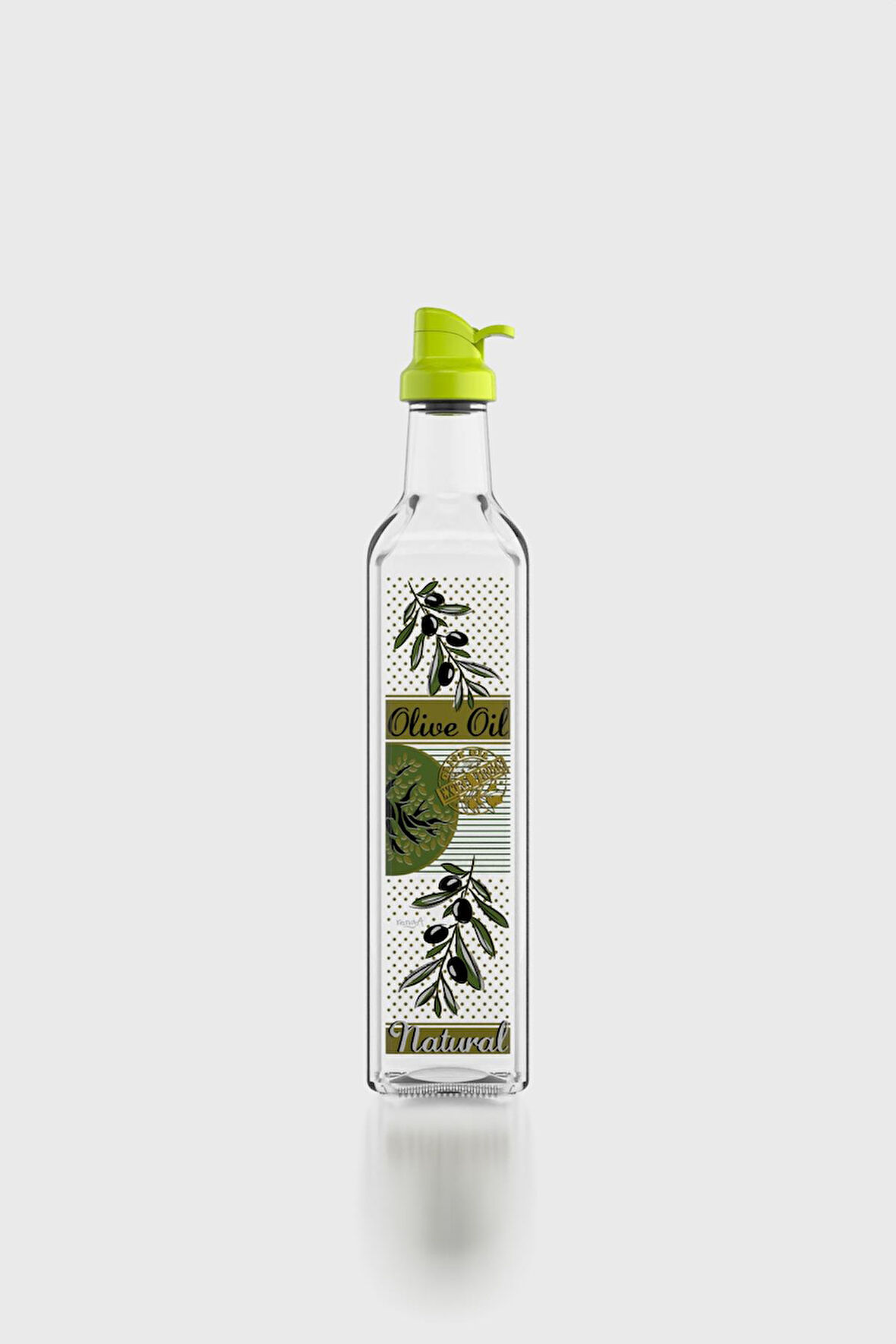 Renga Oslo Desenli 500 ml Yeşil Kapaklı Cam Yağlık 152006