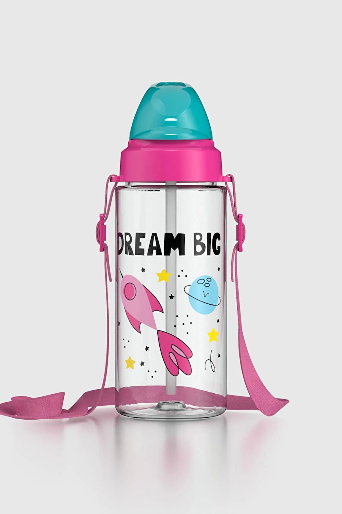 Renga Sonic Air Desenli 500 ml Askılı Pipetli Tritan Çocuk Matara 912058 Pembe