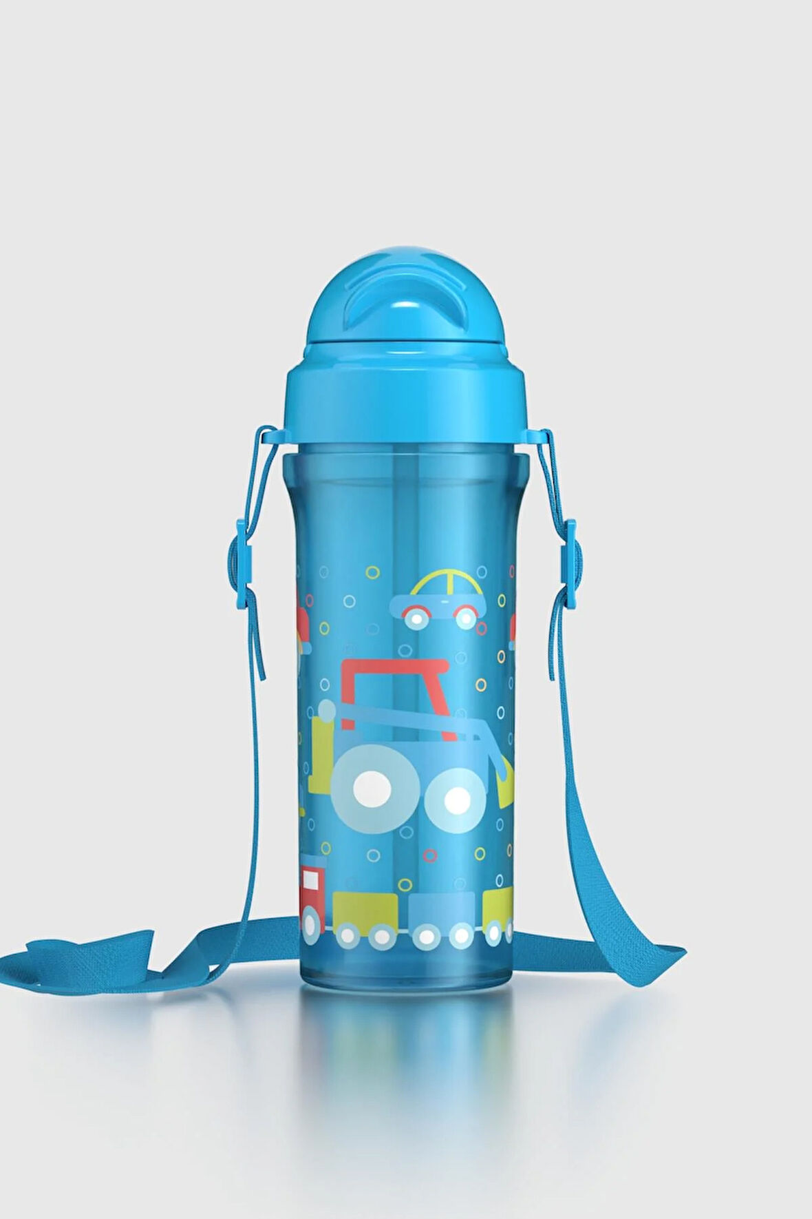 Renga Migo Araba Desenli 300 ml Askılı Pipetli PP Bebek Suluk 912013 Mavi