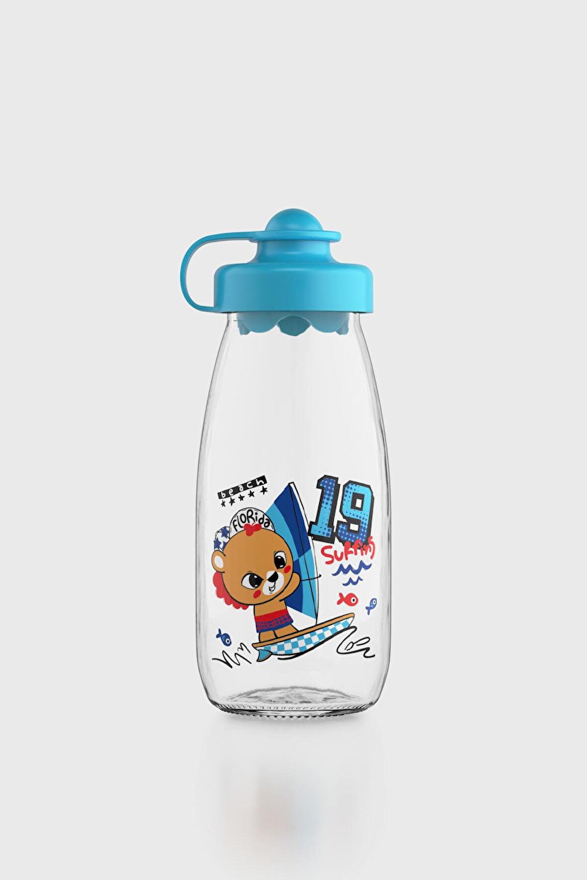Renga Ufo Kids Surfing Desen 250 ml Cam Şişe 182030 Turkuaz