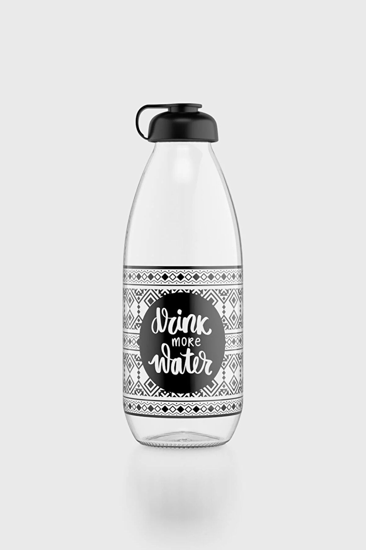 Renga Milky Desenli 1000 ml Cam Şişe 182058 Siyah