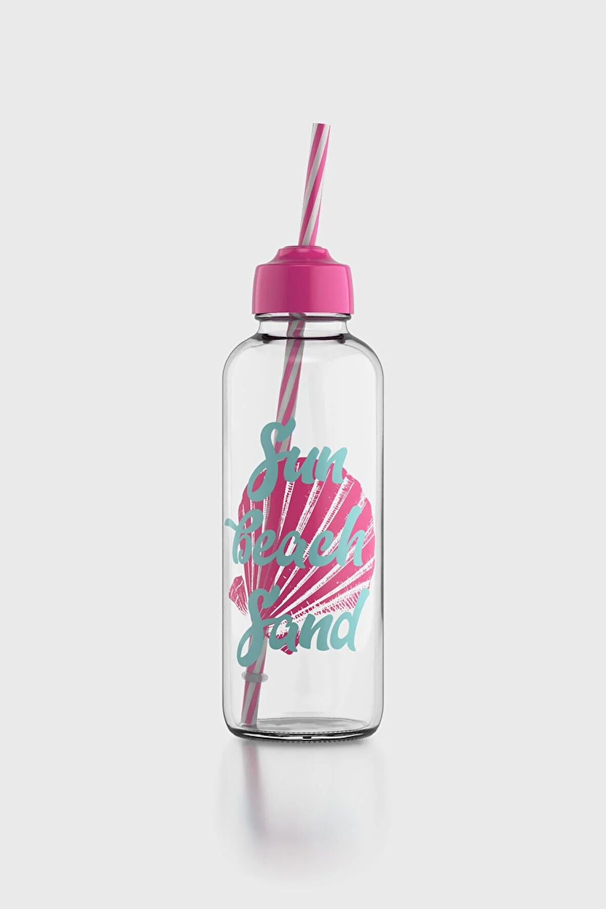 Renga Felix Sun Beach Desenli 450 ml Pipetli Cam Şişe 182055 Pembe