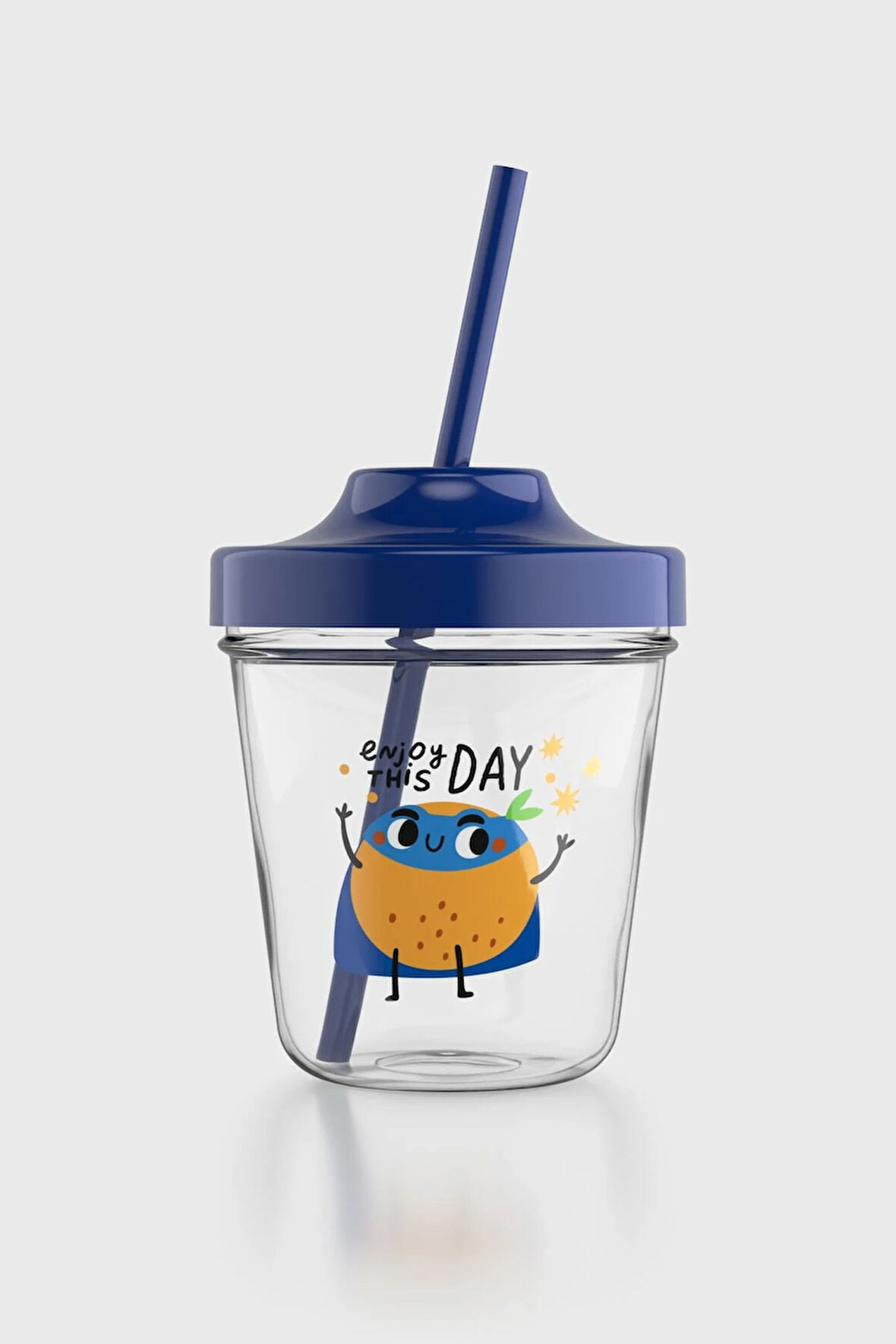 Renga Aura Enjoy This Day Desenli 350 ml Tritan Pipetli Çocuk Bardak 142022 Mavi