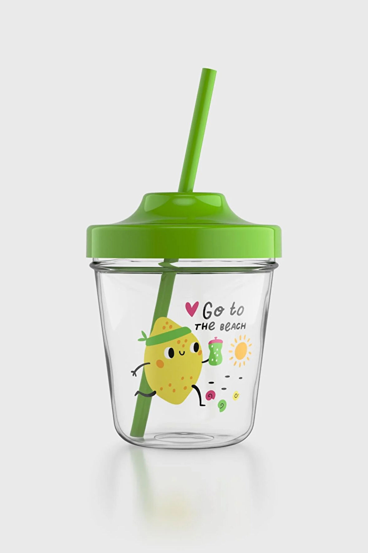 Renga Aura Go To The Beach Desenli 350 ml Tritan Pipetli Çocuk Bardak 142022 Yeşil