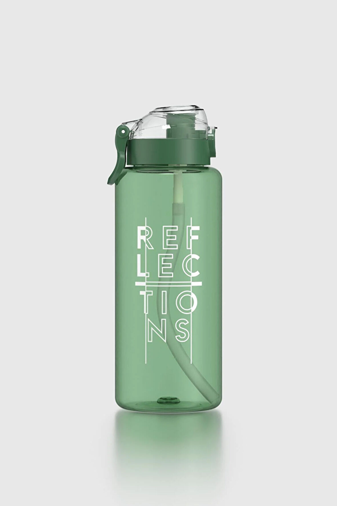 Renga Saga Loop Yazı Desenli 1000 ml Pipetli Tritan Matara 912173 Yeşil