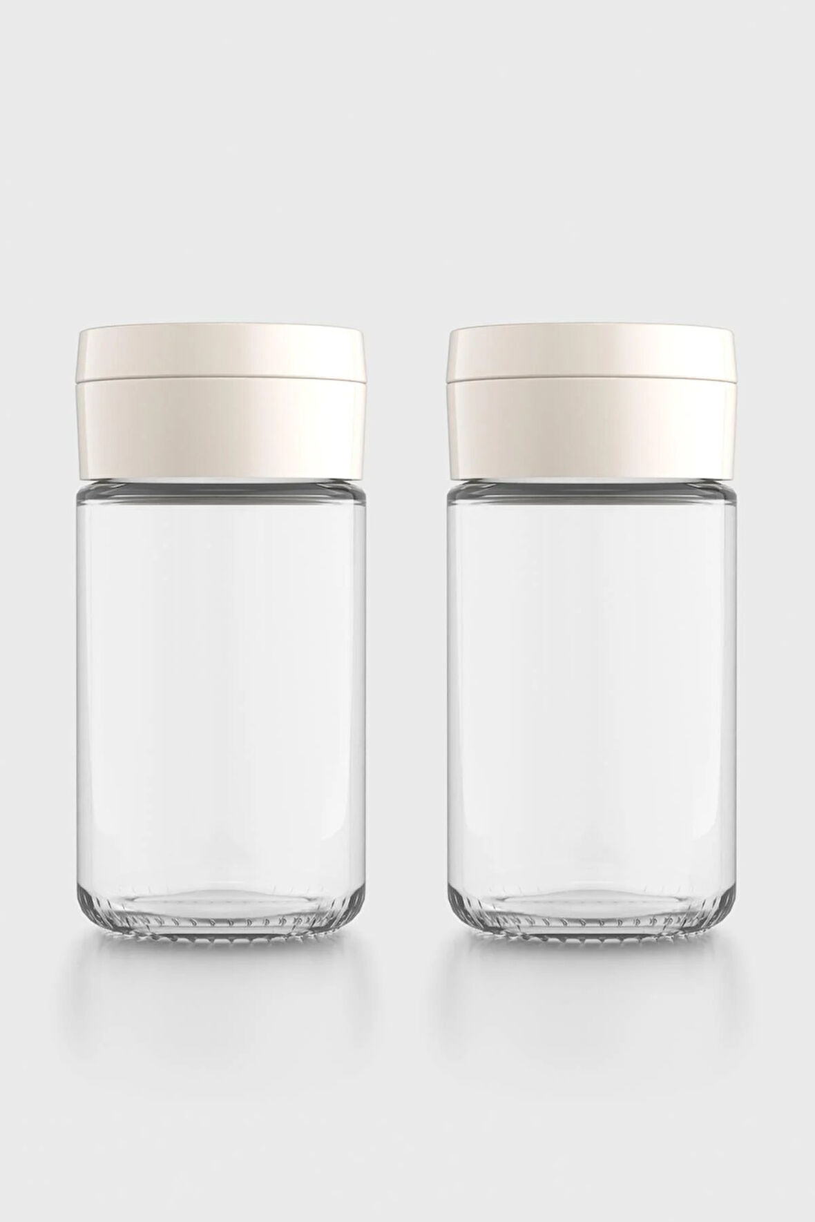 Renga Dorian 105 ml Bej Kapaklı 2'li Cam Tuzluk Biberlik Seti 121006