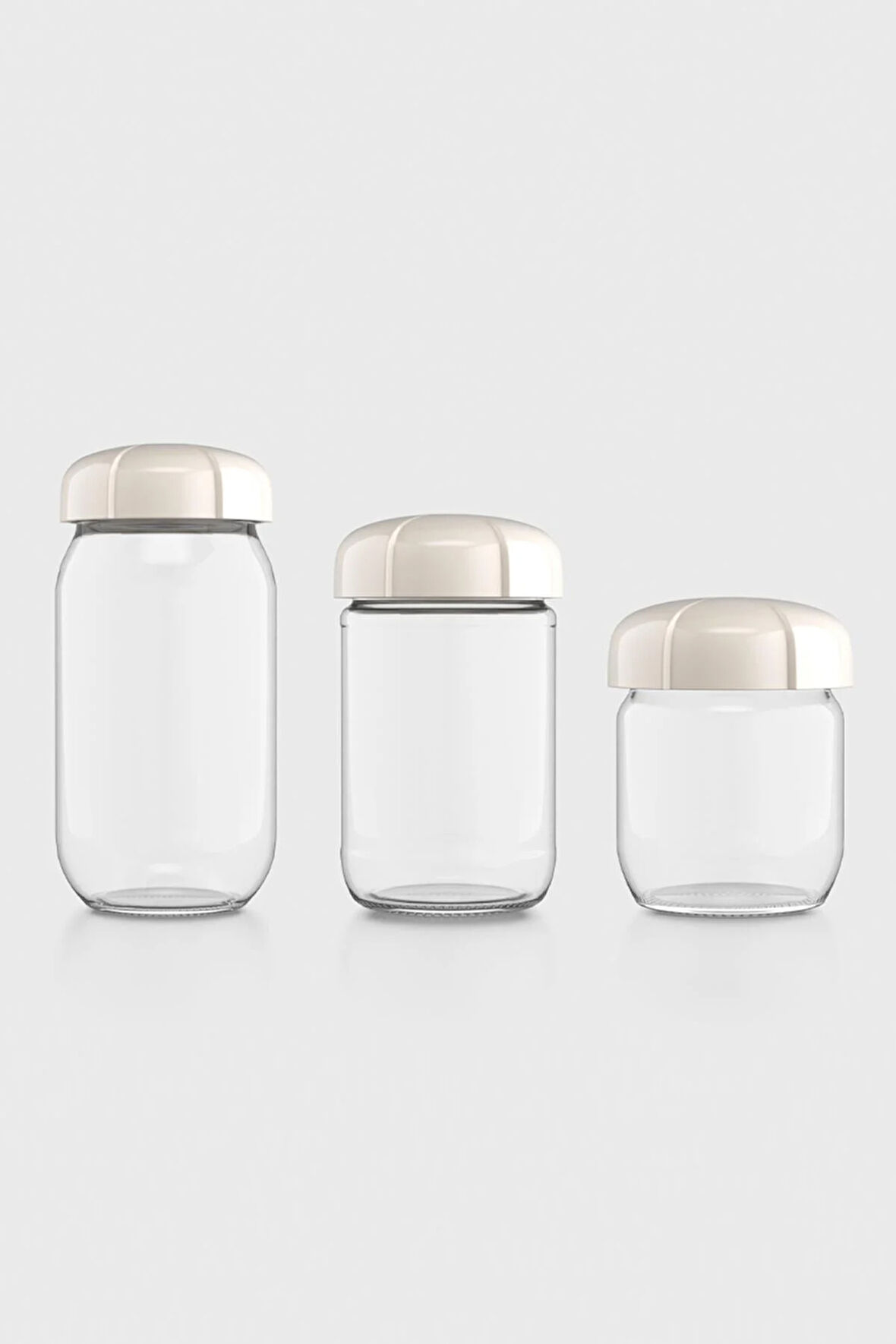 Renga Rhea Bej Kapaklı 3 Boy Cam Kavanoz Seti 131010