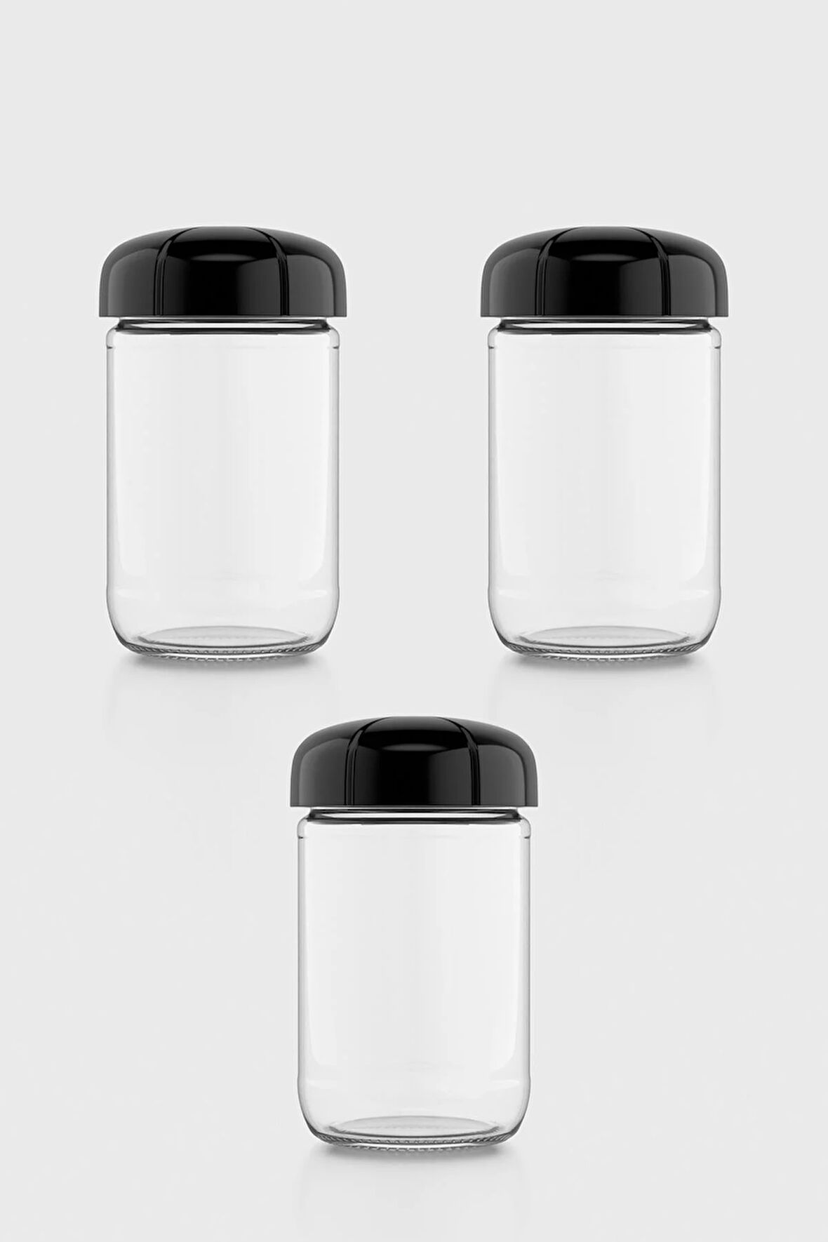 Renga Rhea 660 ml Siyah Kapaklı 3'lü Cam Kavanoz Seti 131011