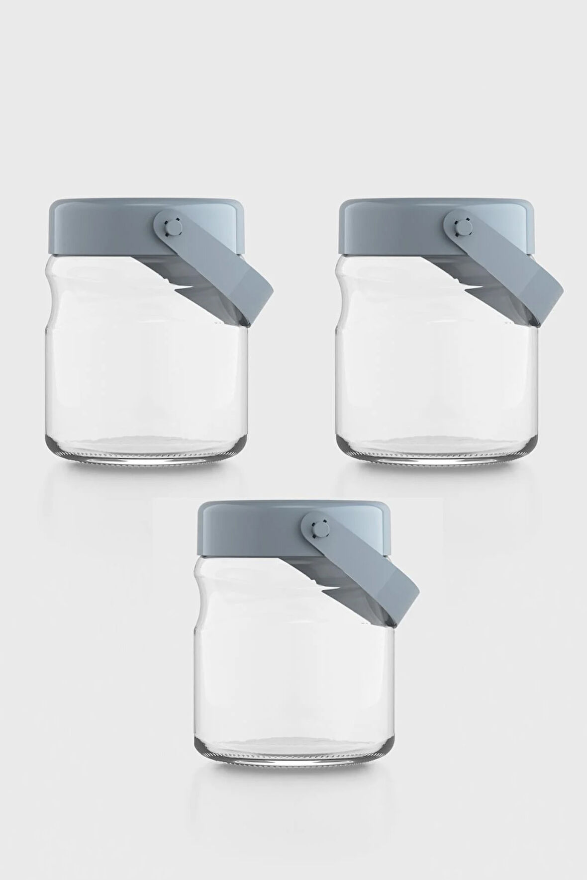 Renga Macro 900 ml Turkuaz Kapaklı 3'lü Cam Kavanoz Seti 131061