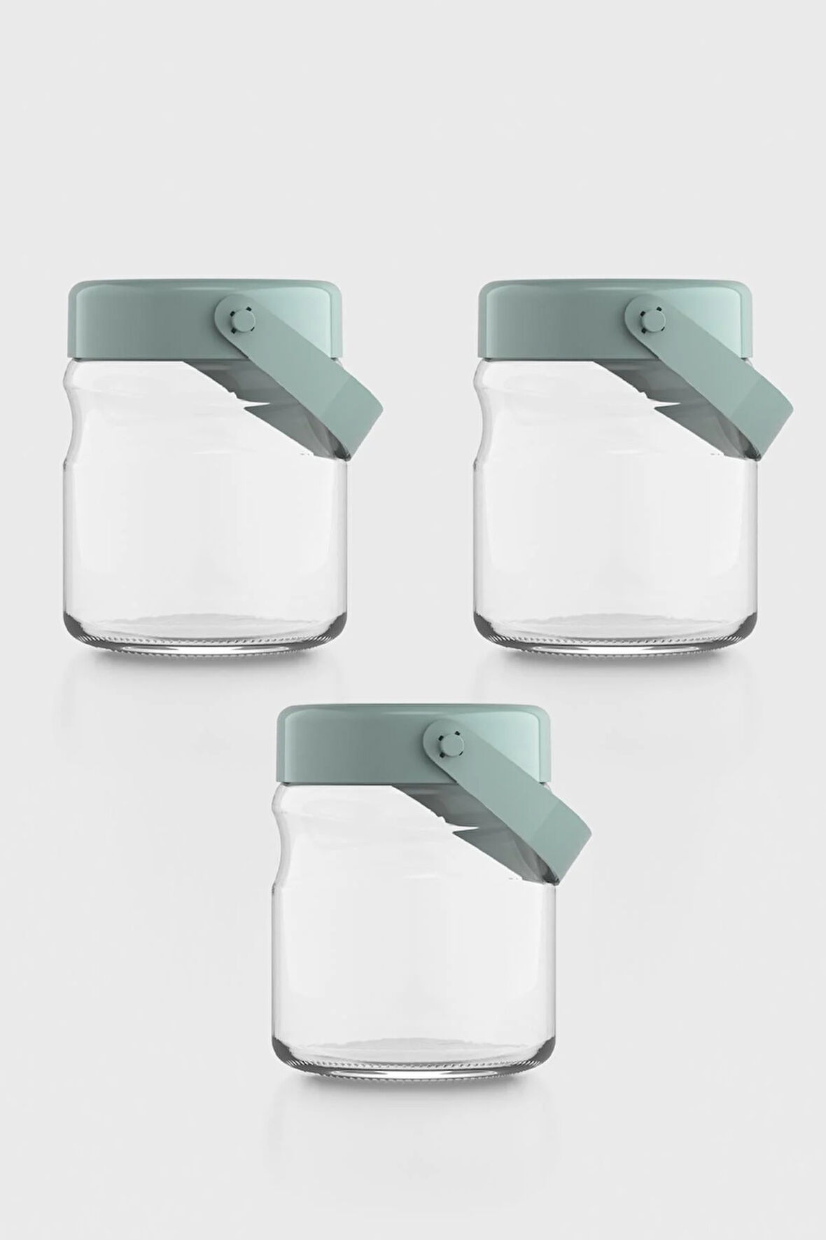 Renga Macro 900 ml Yeşil Kapaklı 3'lü Cam Kavanoz Seti 131061