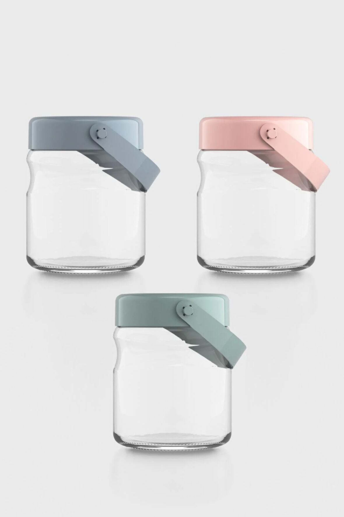 Renga Macro 900 ml 3'lü Cam Kavanoz Seti 131061 Renkli