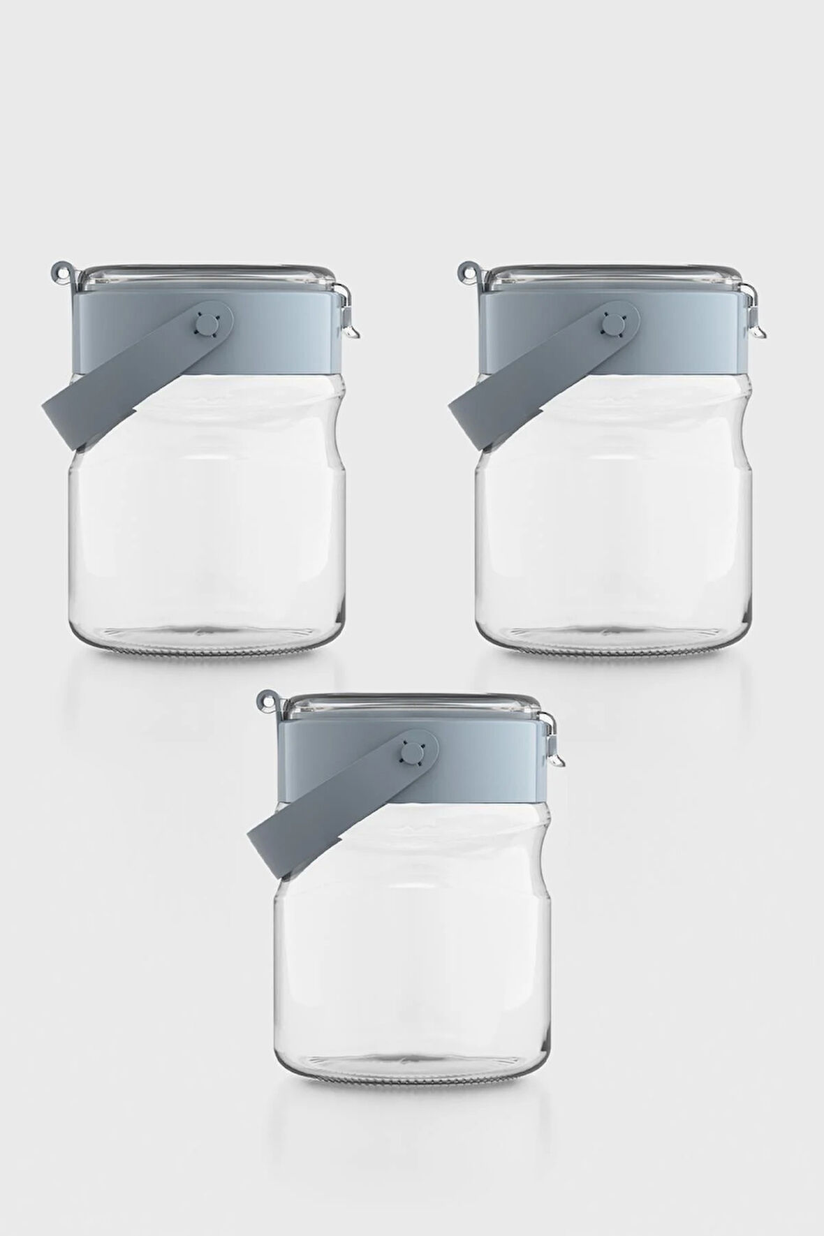 Renga Mono 900 ml Turkuaz Kapaklı 3'lü Cam Kavanoz Seti 131064