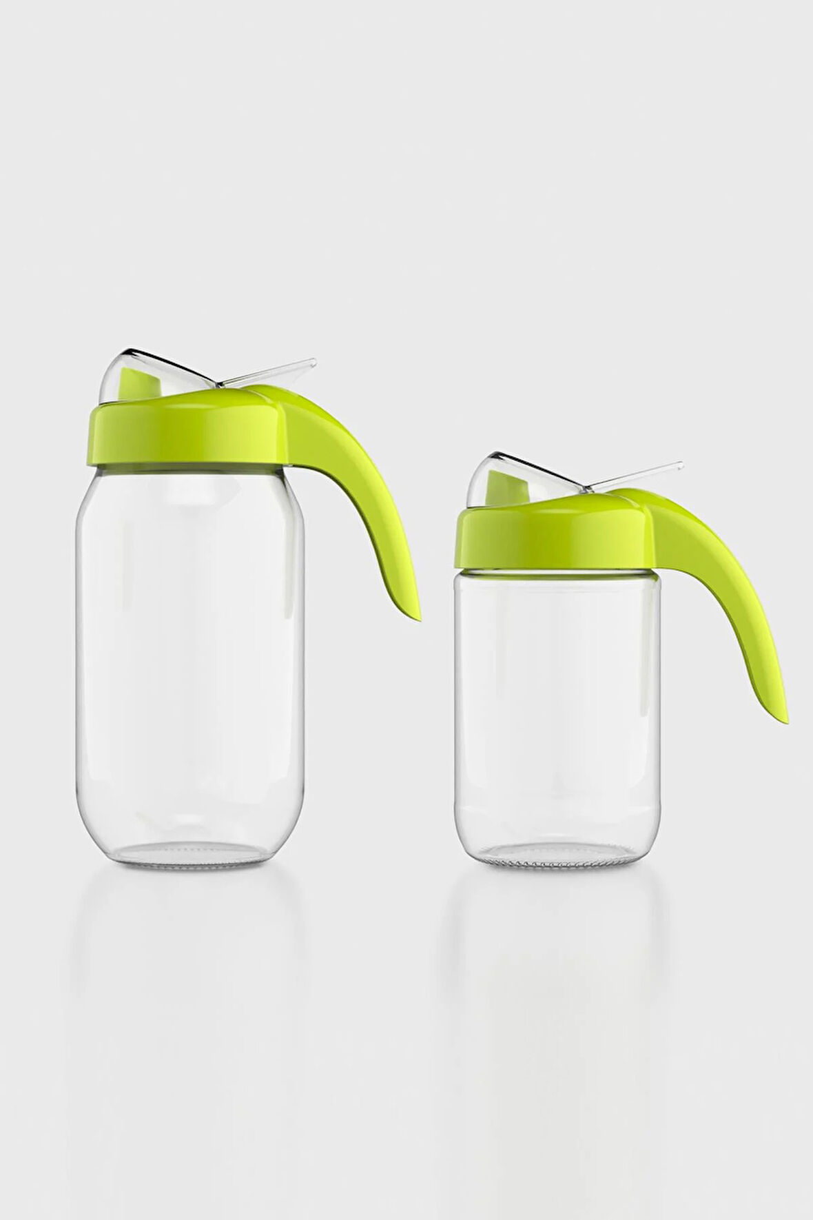 Renga Ares Yeşil Kapaklı 660 ml ve 1000 ml 2'li Cam Yağlık Seti 151004