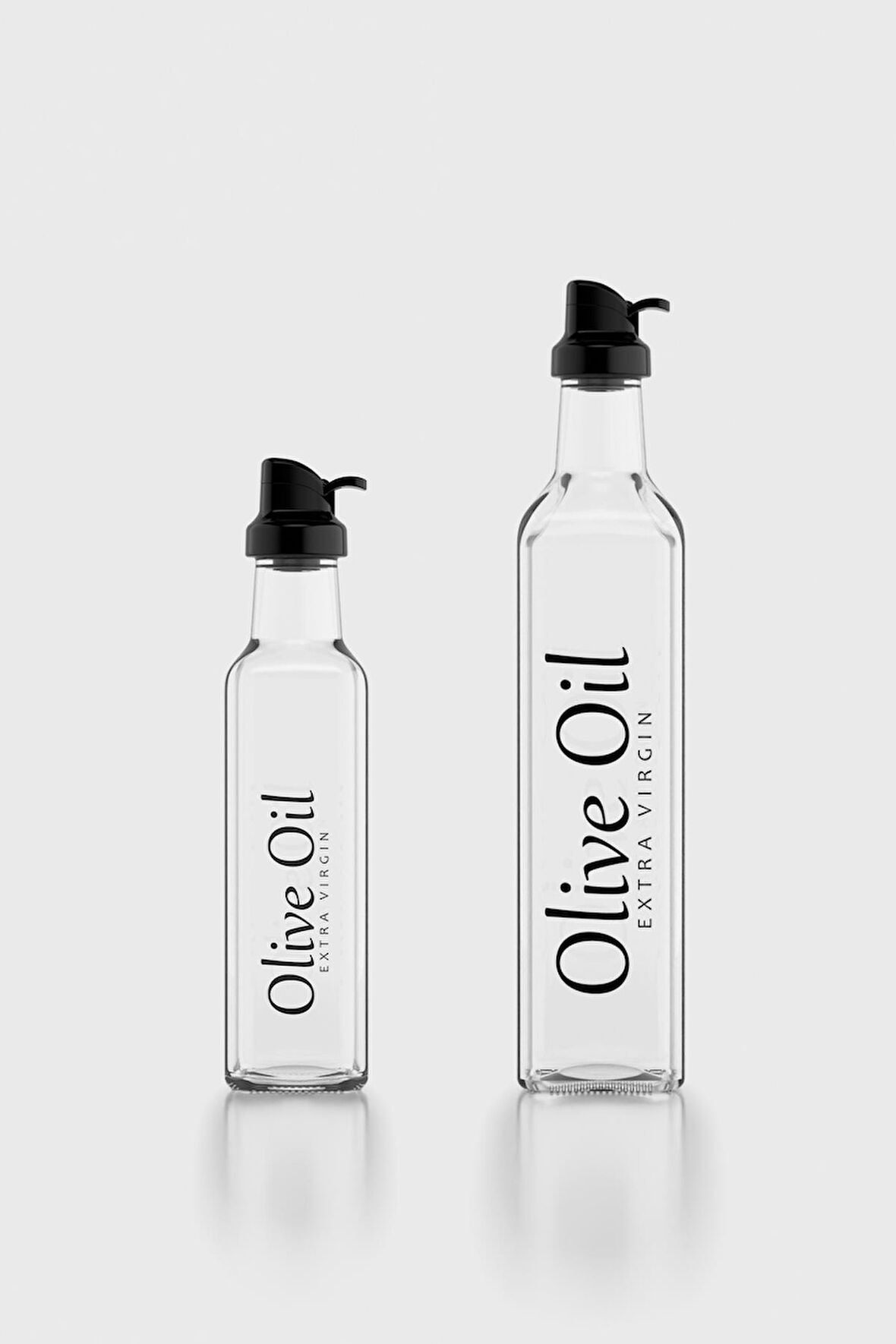 Renga Oslo Siyah Kapaklı Olive Oil Yazılı 250 ml ve 500 ml 2'li Cam Yağlık Seti 152001